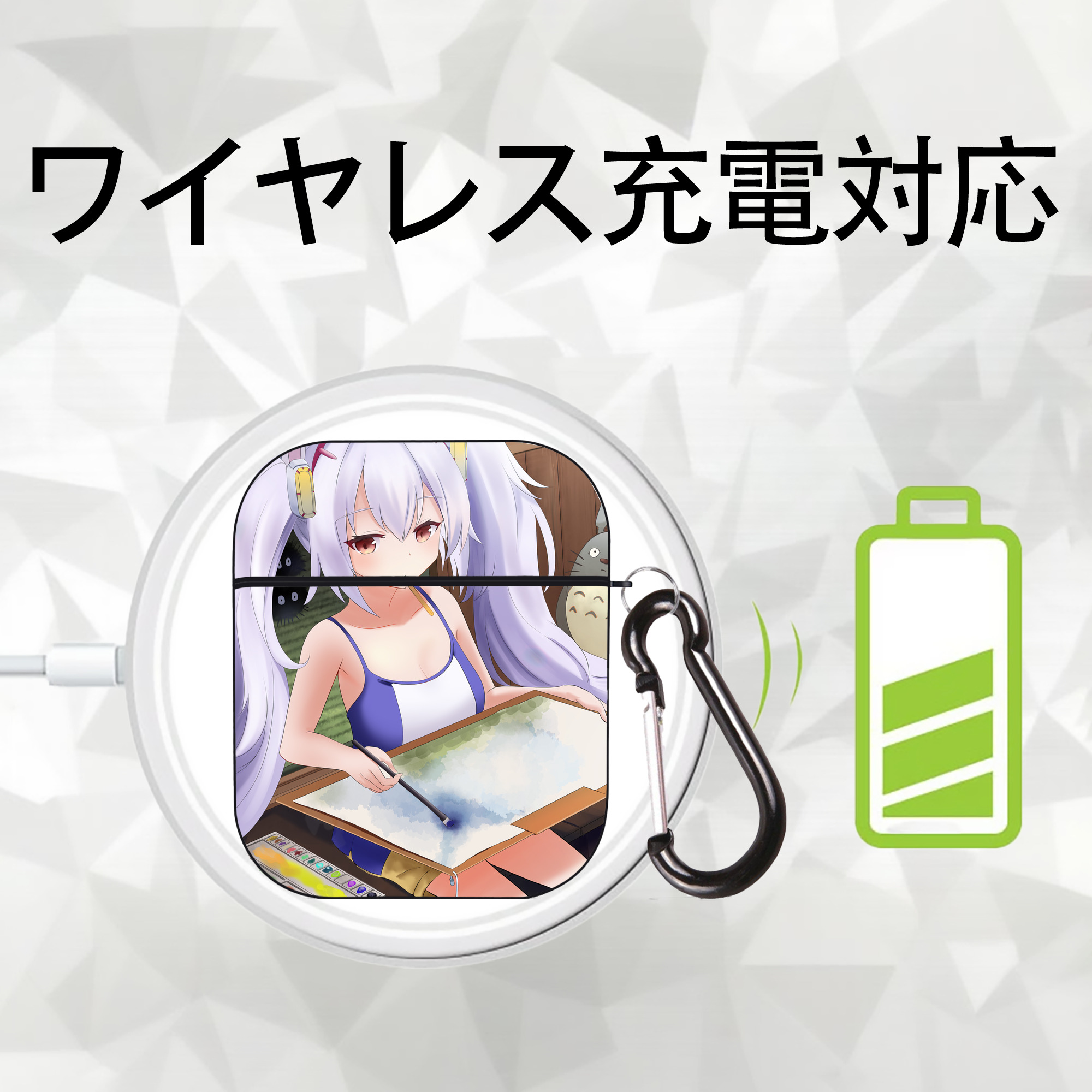 となりのトトロ 草壁メイ 草壁サツキ My Neighbor Totoro Satsuki Kusakabe Mei Kusakabe AirPods 第2世代保護ケース ハードシェル ブラック 耐衝撃・防指紋・カラビナ付き