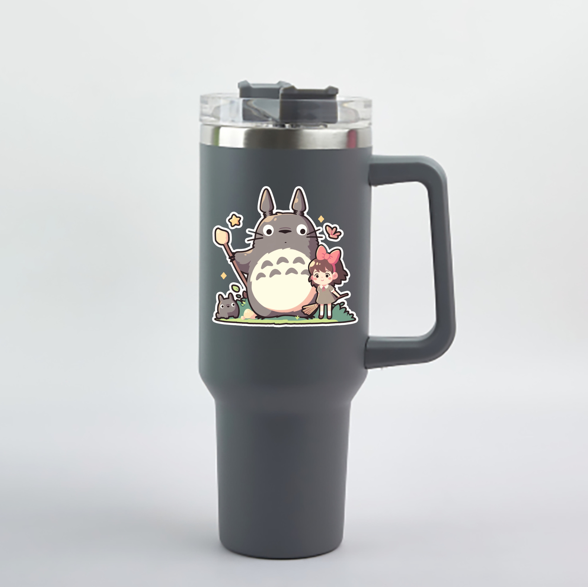 （画像用） となりのトトロ 草壁メイ 草壁サツキ My Neighbor Totoro Satsuki Kusakabe Mei Kusakabe 1200mL車用タンブラー - クリスタルステッカー（プラスチックストロー付き）