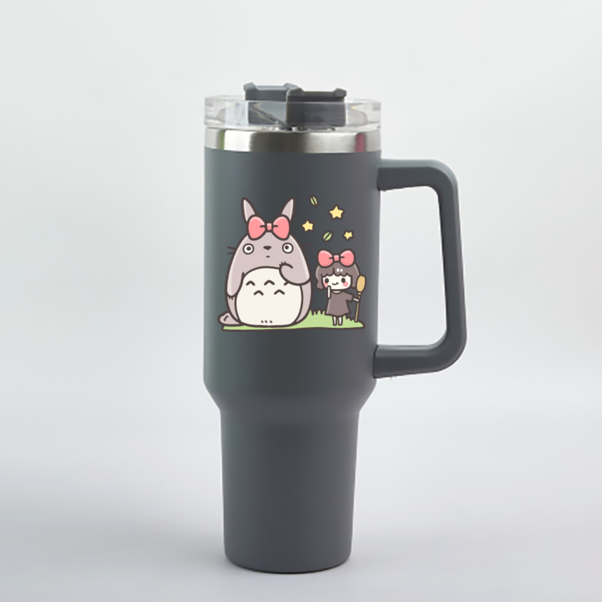 （画像用） となりのトトロ 草壁メイ 草壁サツキ My Neighbor Totoro Satsuki Kusakabe Mei Kusakabe 1200mL車用タンブラー - クリスタルステッカー（プラスチックストロー付き）