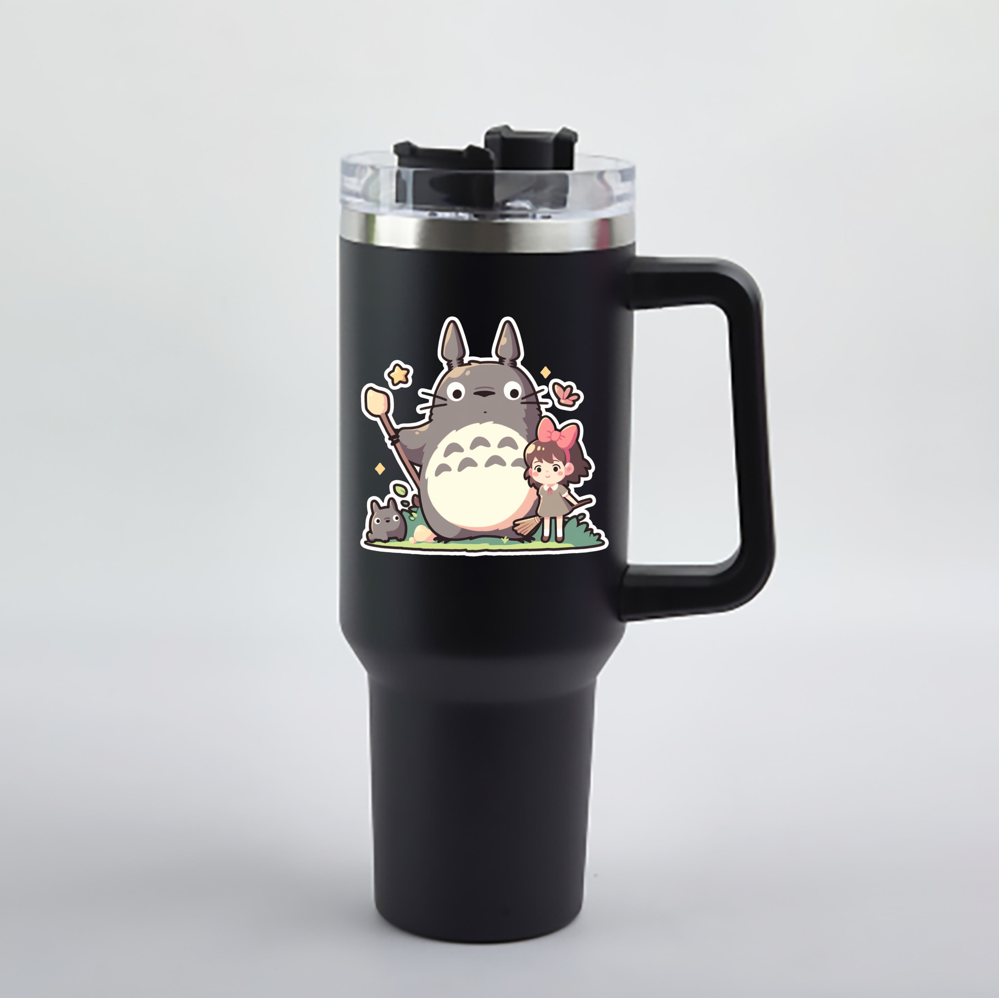 （画像用） となりのトトロ 草壁メイ 草壁サツキ My Neighbor Totoro Satsuki Kusakabe Mei Kusakabe 1200mL車用タンブラー - クリスタルステッカー（プラスチックストロー付き）