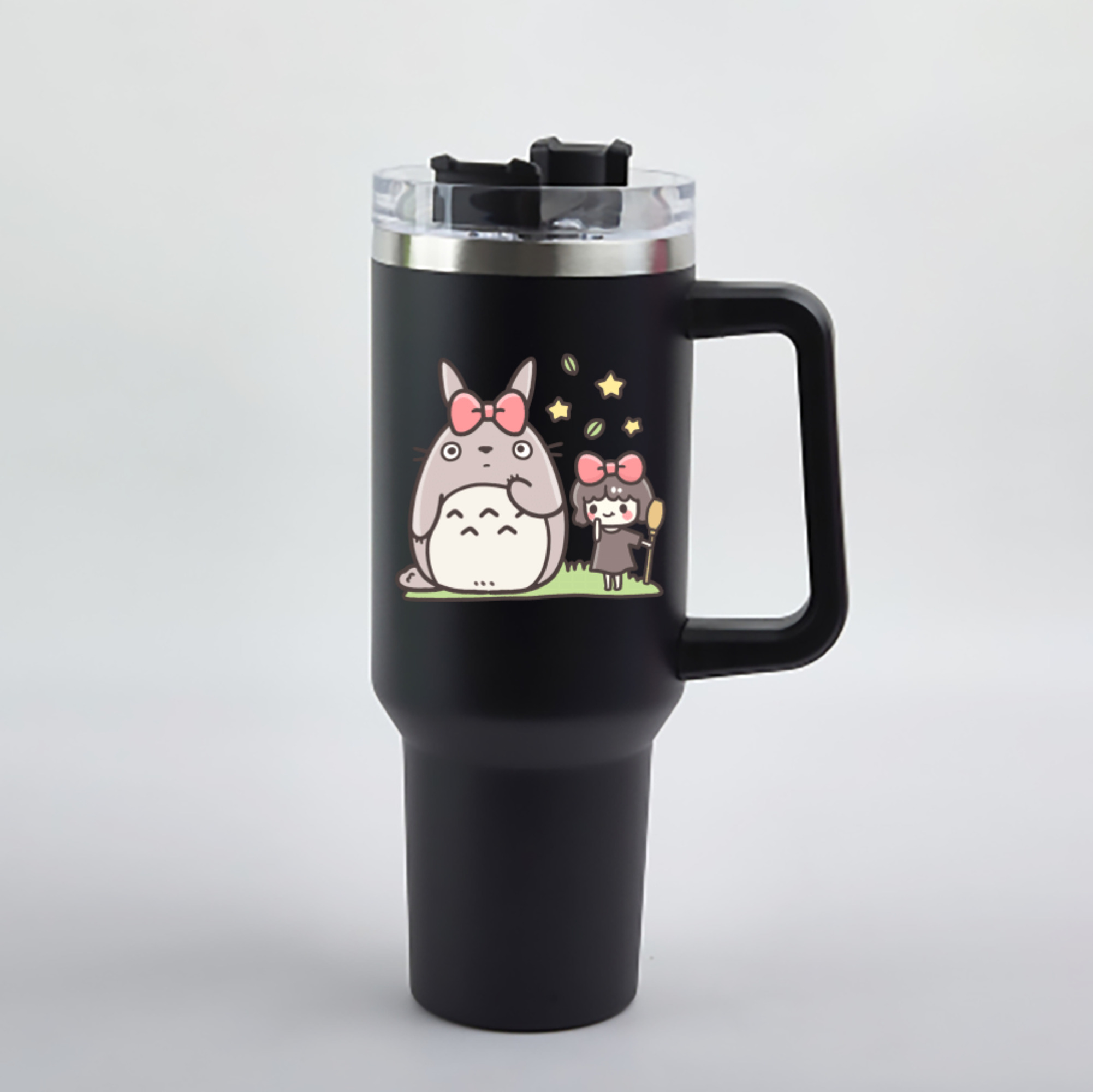 （画像用） となりのトトロ 草壁メイ 草壁サツキ My Neighbor Totoro Satsuki Kusakabe Mei Kusakabe 1200mL車用タンブラー - クリスタルステッカー（プラスチックストロー付き）