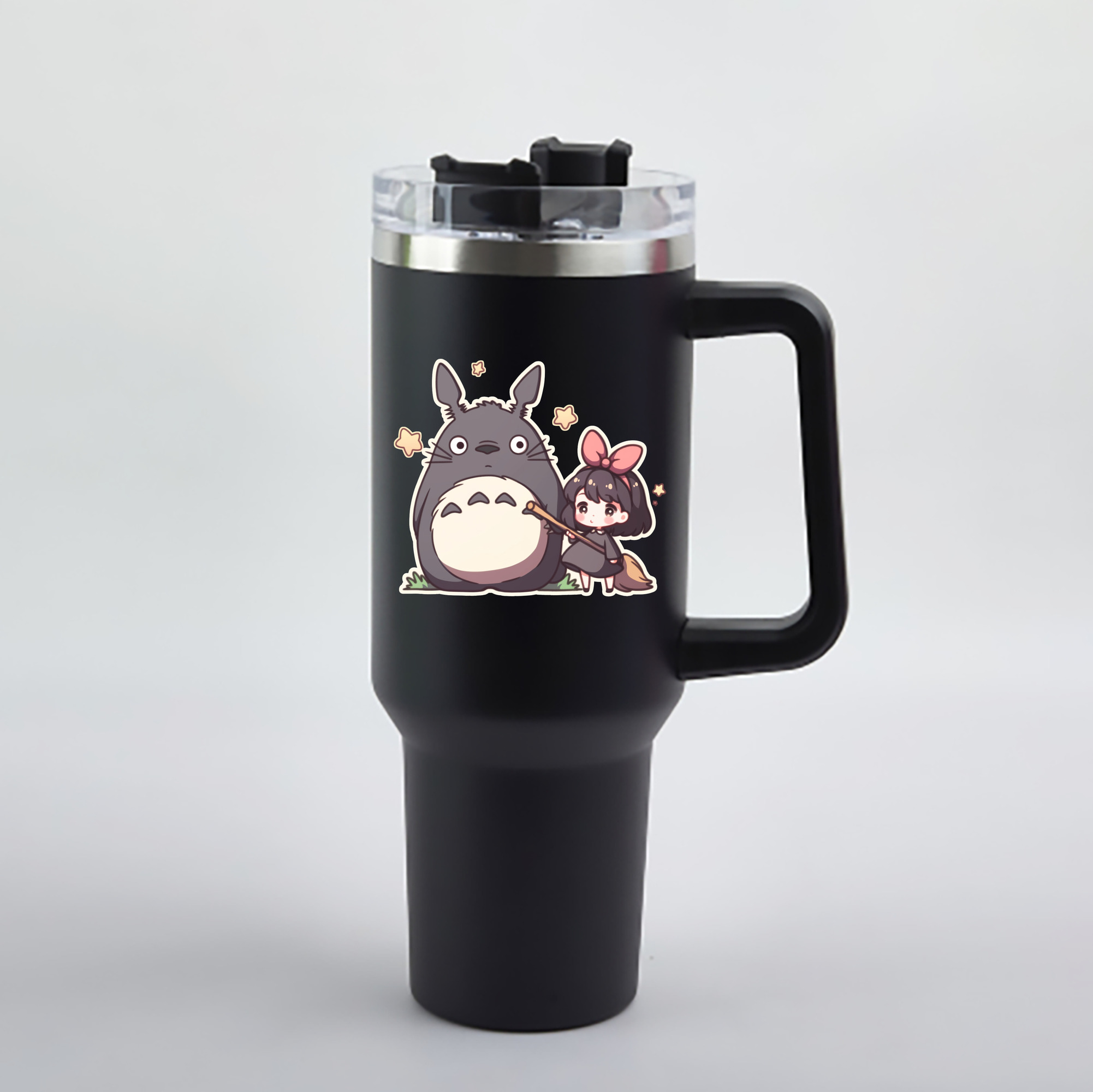 （画像用） となりのトトロ 草壁メイ 草壁サツキ My Neighbor Totoro Satsuki Kusakabe Mei Kusakabe 1200mL車用タンブラー - クリスタルステッカー（プラスチックストロー付き）