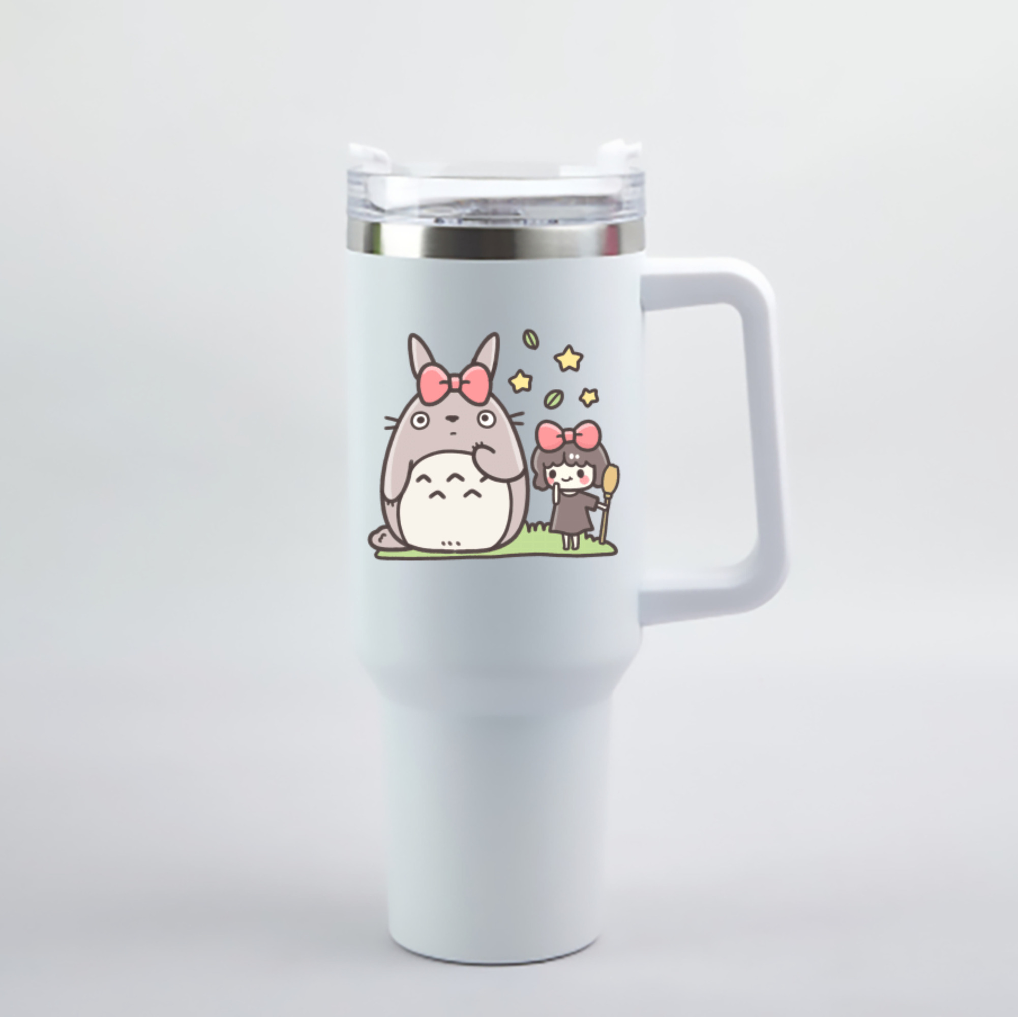 （画像用） となりのトトロ 草壁メイ 草壁サツキ My Neighbor Totoro Satsuki Kusakabe Mei Kusakabe 1200mL車用タンブラー - クリスタルステッカー（プラスチックストロー付き）