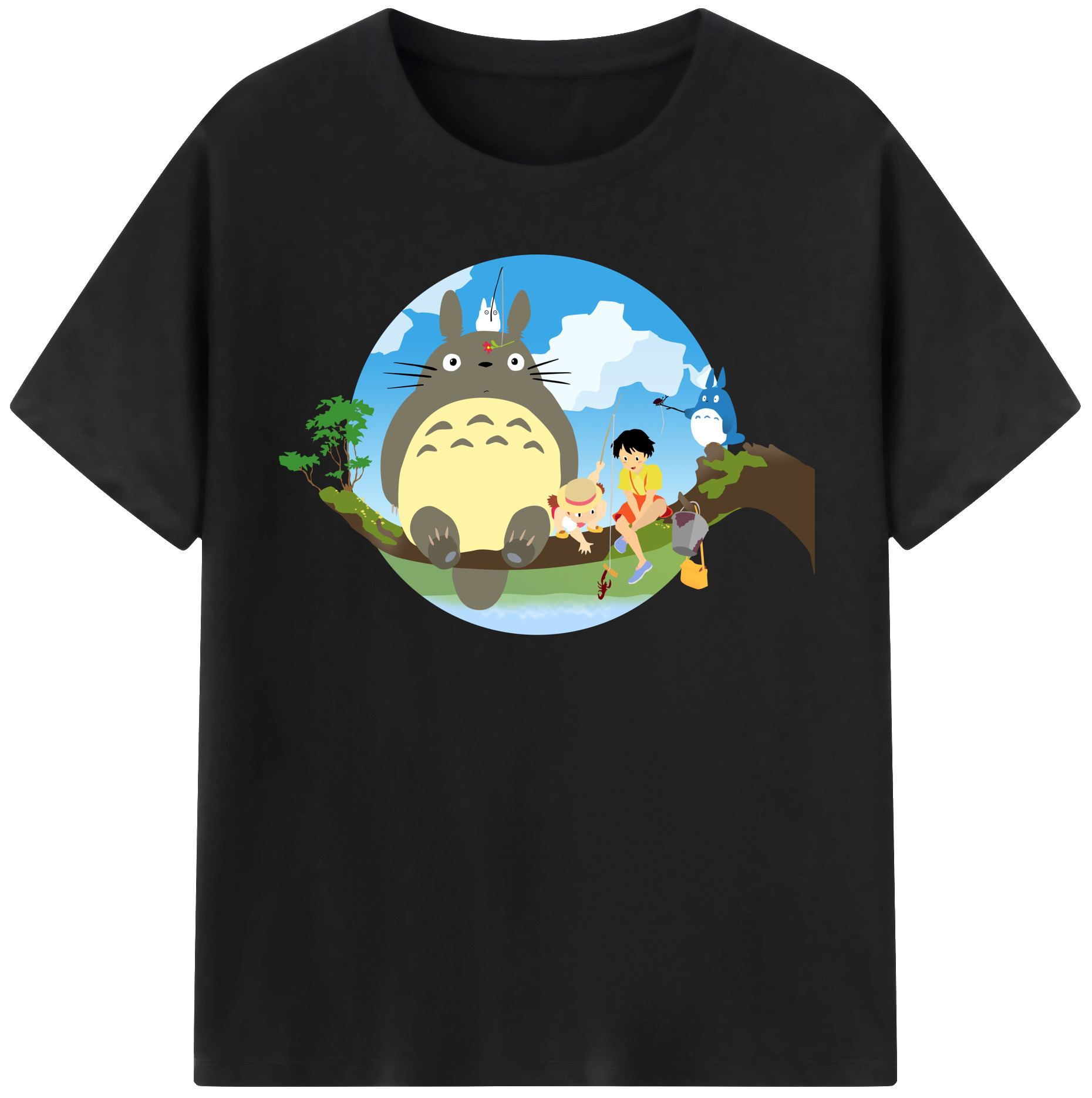 （画像用） となりのトトロ 草壁メイ 草壁サツキ My Neighbor Totoro Satsuki Kusakabe Mei Kusakabe 綿100％半袖Tシャツ（フロントプリント）