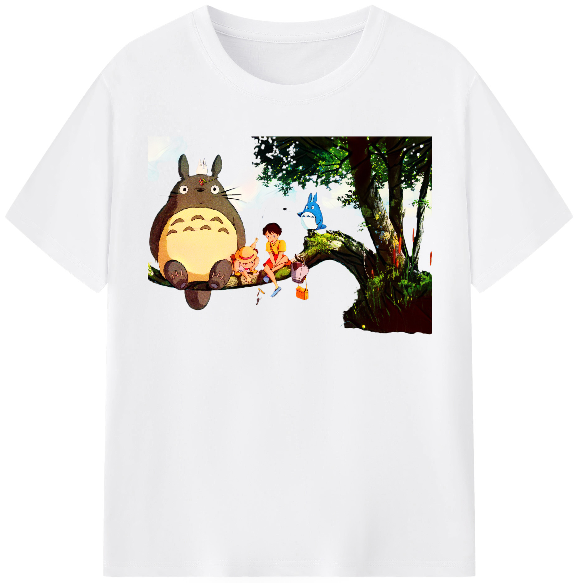 （画像用） となりのトトロ 草壁メイ 草壁サツキ My Neighbor Totoro Satsuki Kusakabe Mei Kusakabe 綿100％半袖Tシャツ（フロントプリント）