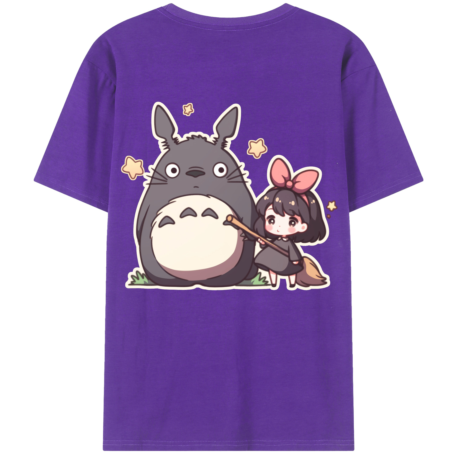 （画像用） となりのトトロ 草壁メイ 草壁サツキ My Neighbor Totoro Satsuki Kusakabe Mei Kusakabe 綿100％半袖Tシャツ（背面プリント）
