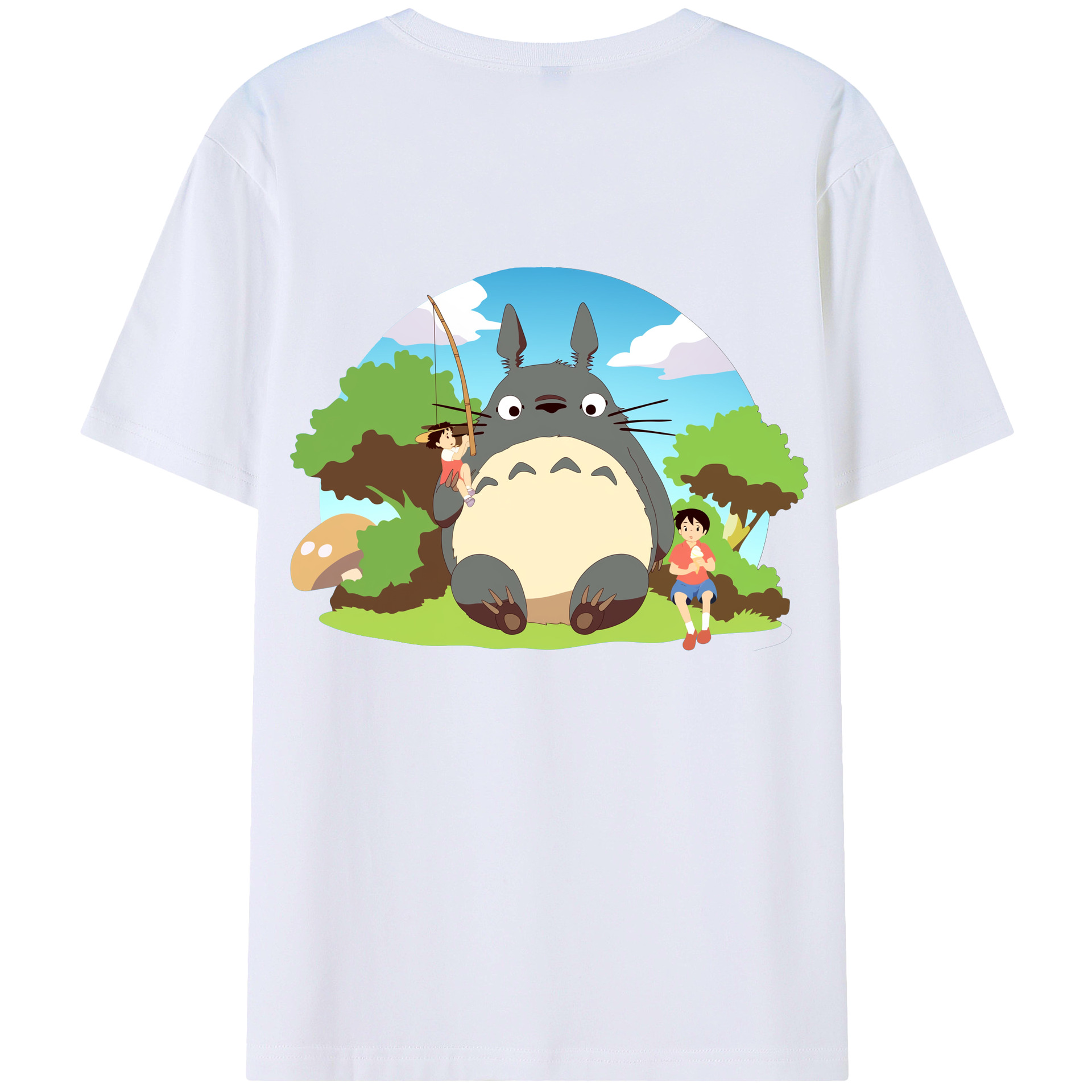 （画像用） となりのトトロ 草壁メイ 草壁サツキ My Neighbor Totoro Satsuki Kusakabe Mei Kusakabe 綿100％半袖Tシャツ（背面プリント）