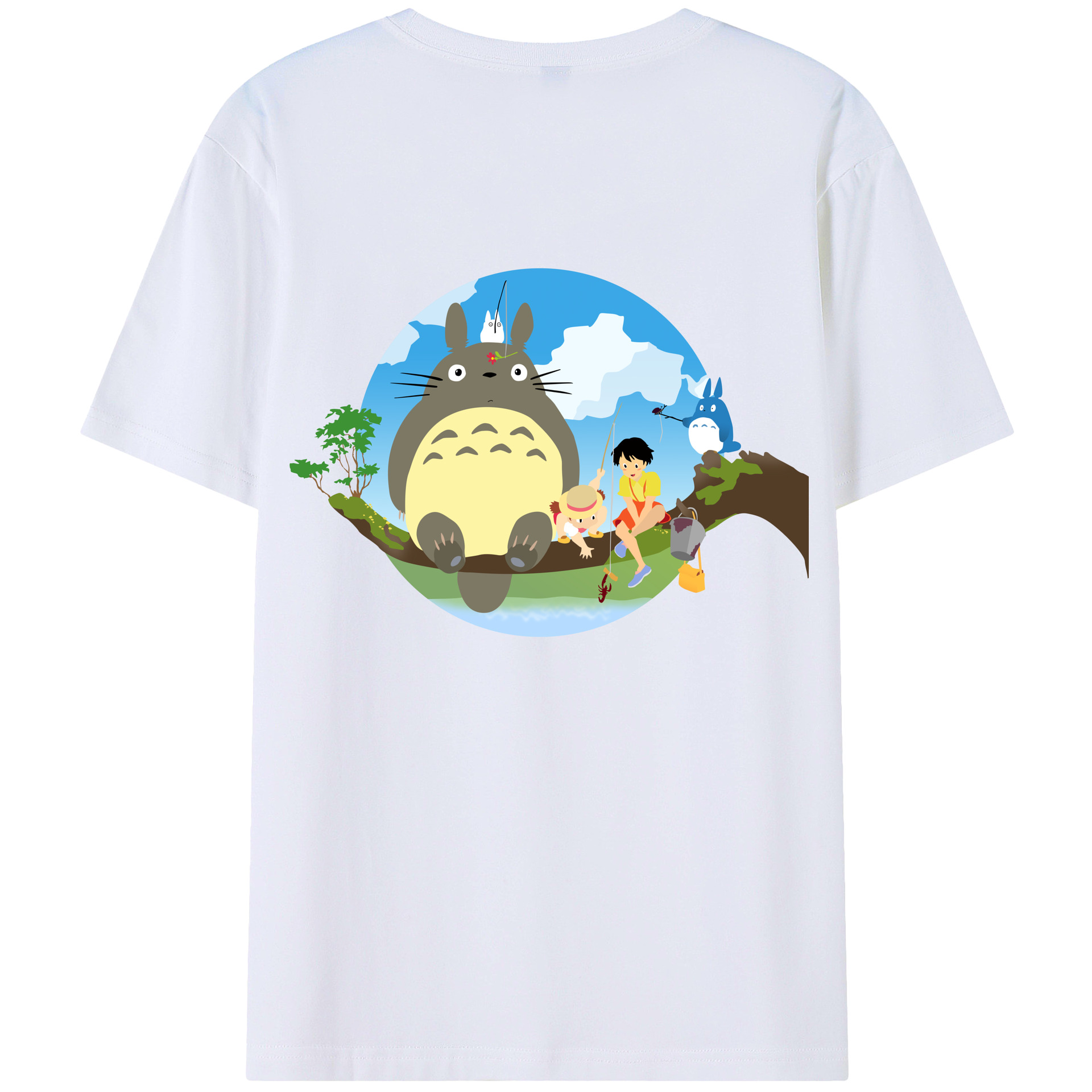 （画像用） となりのトトロ 草壁メイ 草壁サツキ My Neighbor Totoro Satsuki Kusakabe Mei Kusakabe 綿100％半袖Tシャツ（背面プリント）