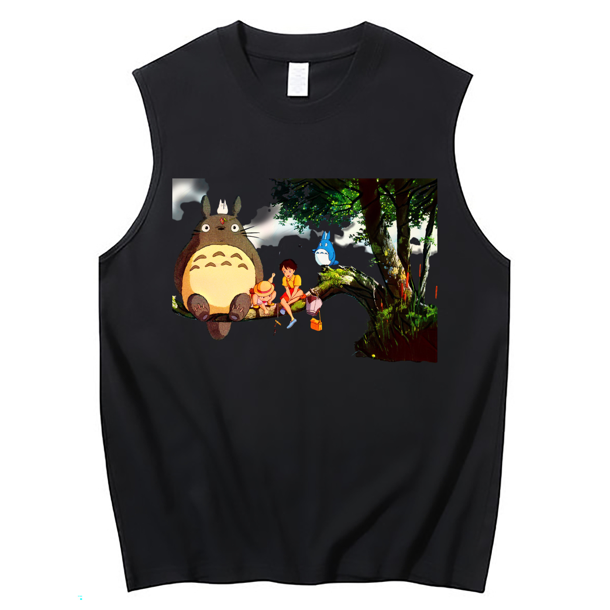 （画像用） となりのトトロ 草壁メイ 草壁サツキ My Neighbor Totoro Satsuki Kusakabe Mei Kusakabe コットン100％タンクトップ（フロントプリント）