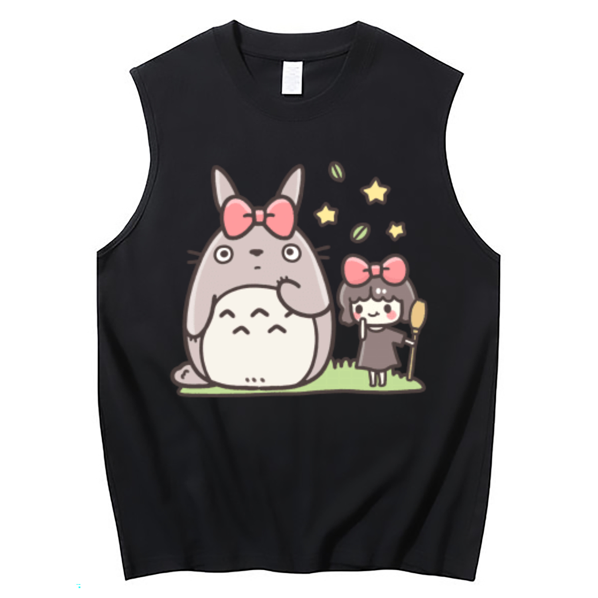（画像用） となりのトトロ 草壁メイ 草壁サツキ My Neighbor Totoro Satsuki Kusakabe Mei Kusakabe コットン100％タンクトップ（フロントプリント）