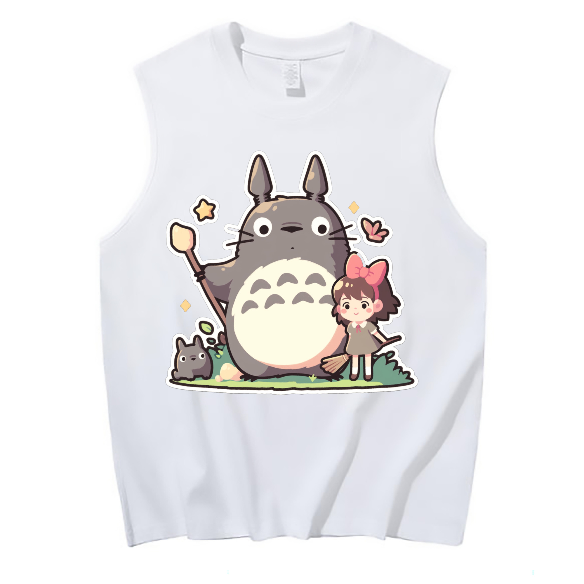 （画像用） となりのトトロ 草壁メイ 草壁サツキ My Neighbor Totoro Satsuki Kusakabe Mei Kusakabe コットン100％タンクトップ（フロントプリント）