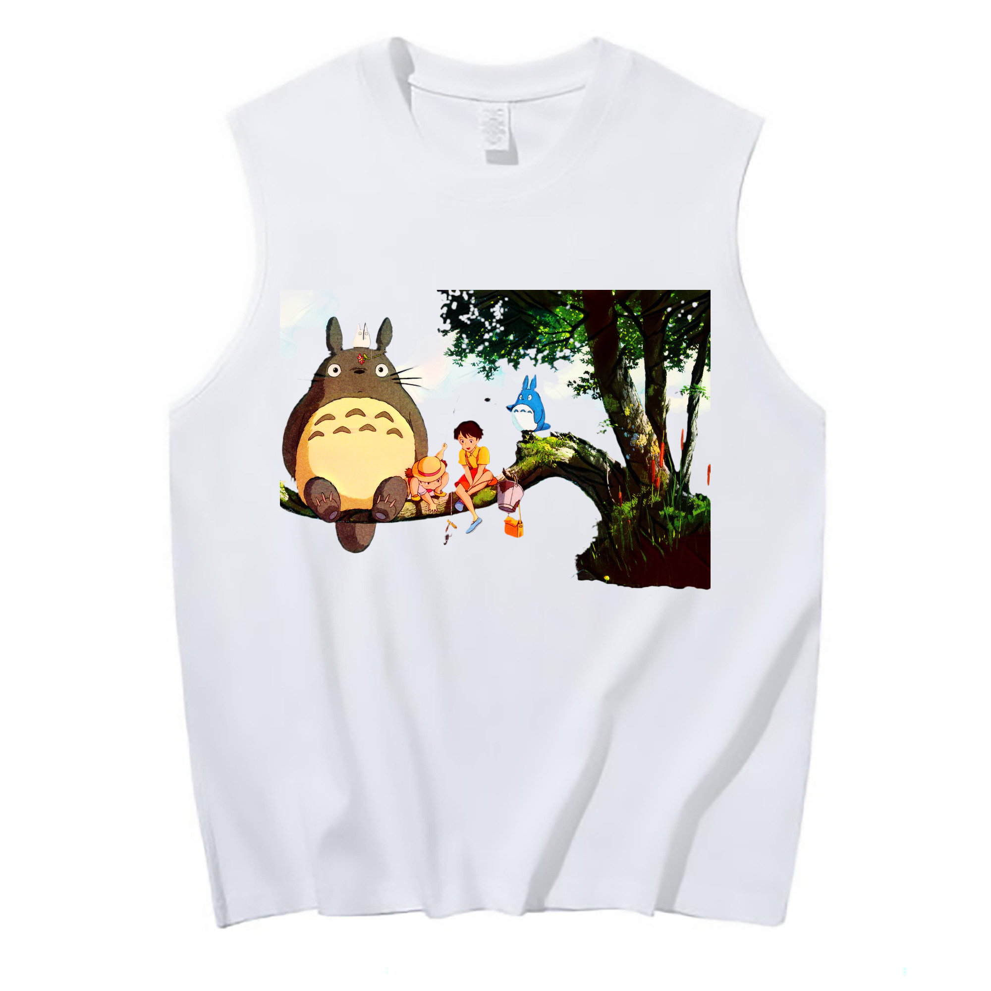 （画像用） となりのトトロ 草壁メイ 草壁サツキ My Neighbor Totoro Satsuki Kusakabe Mei Kusakabe コットン100％タンクトップ（フロントプリント）