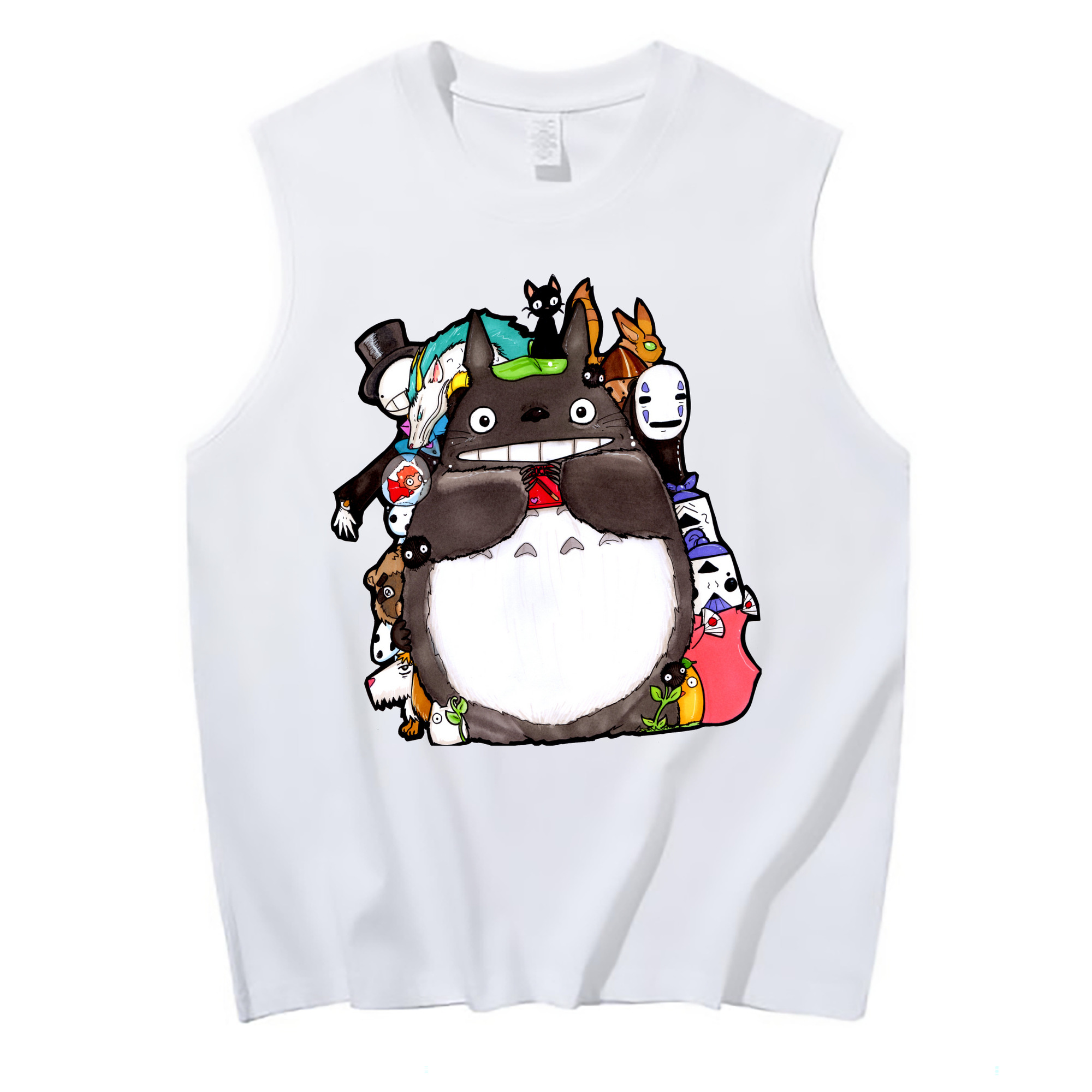 （画像用） となりのトトロ 草壁メイ 草壁サツキ My Neighbor Totoro Satsuki Kusakabe Mei Kusakabe コットン100％タンクトップ（フロントプリント）