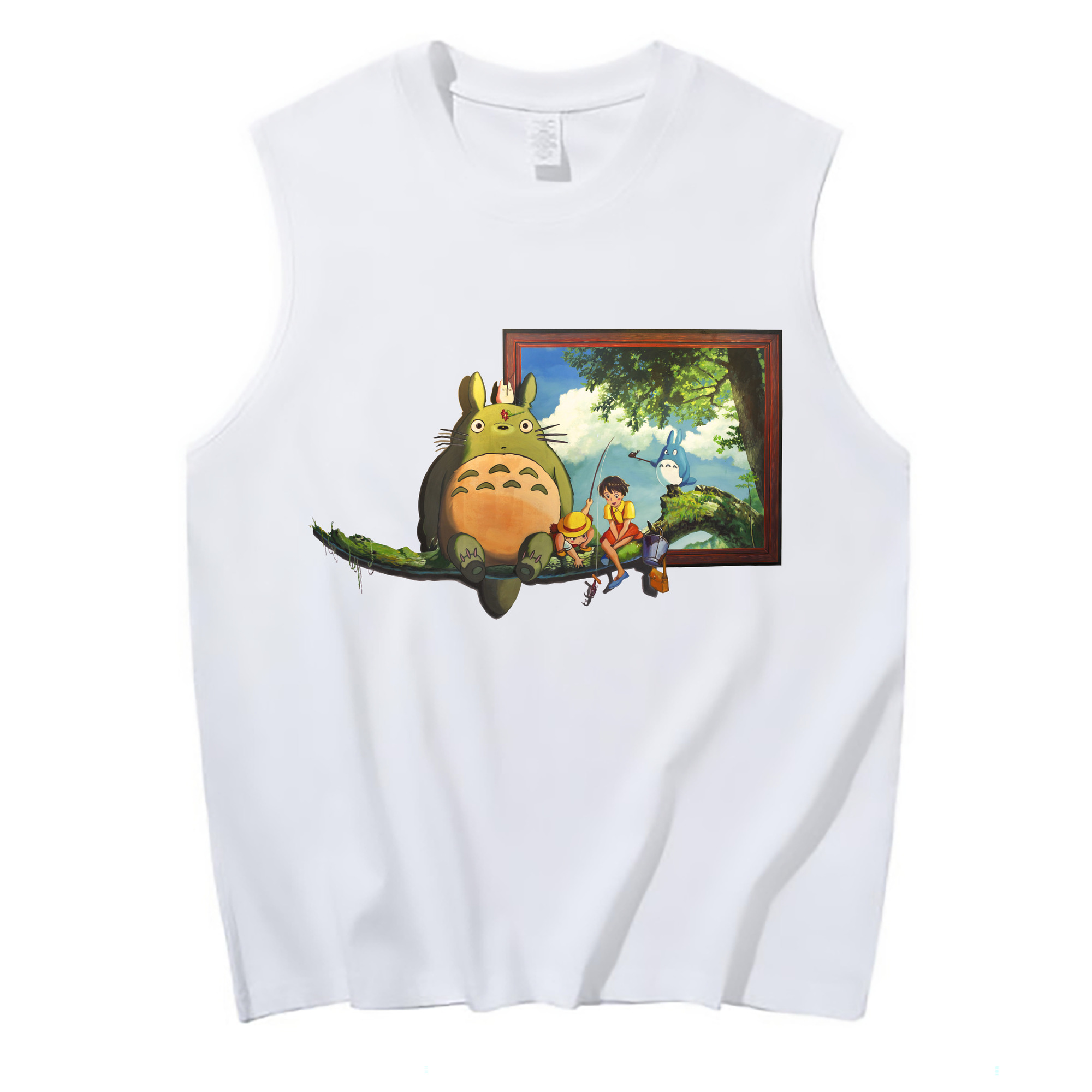 （画像用） となりのトトロ 草壁メイ 草壁サツキ My Neighbor Totoro Satsuki Kusakabe Mei Kusakabe コットン100％タンクトップ（フロントプリント）