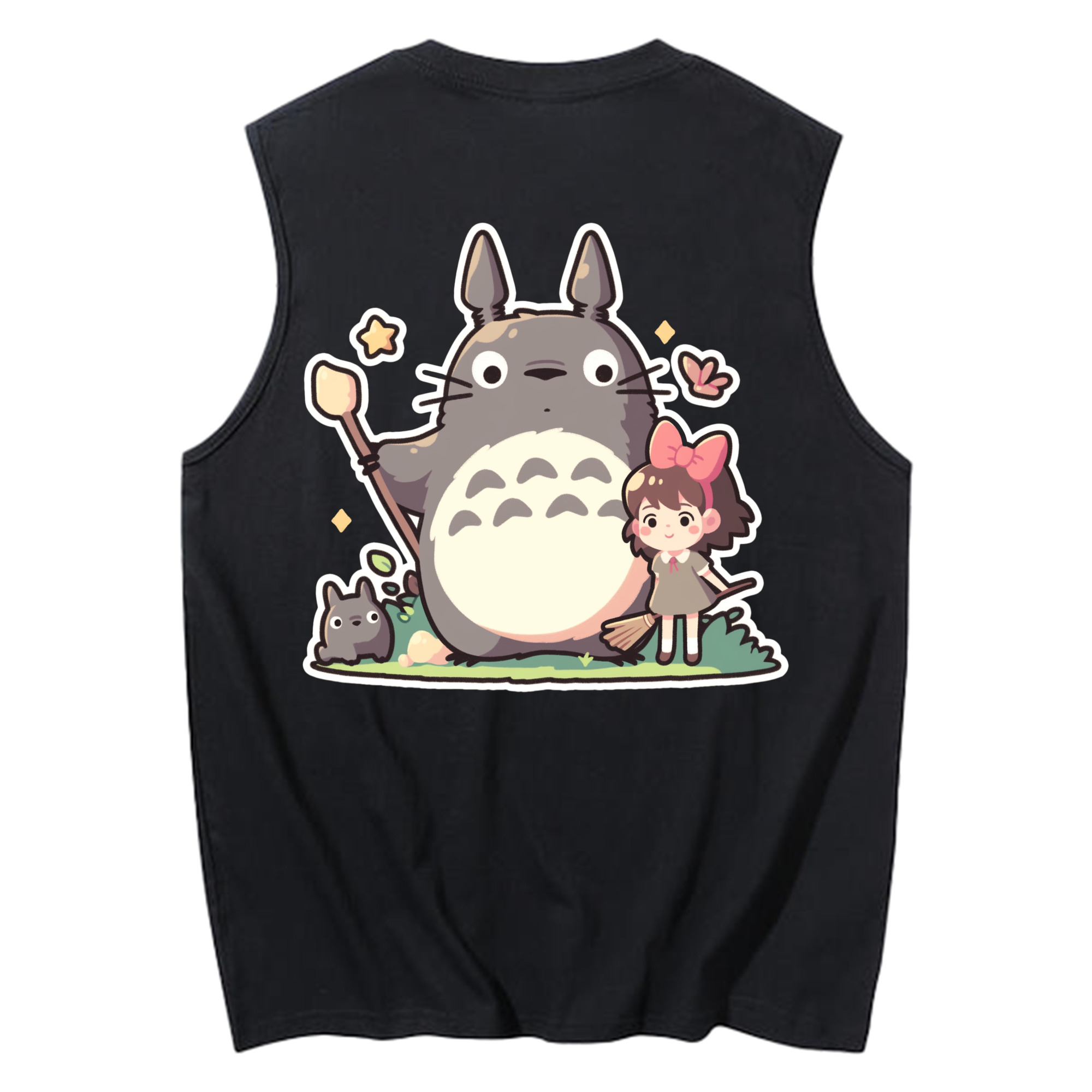 （画像用） となりのトトロ 草壁メイ 草壁サツキ My Neighbor Totoro Satsuki Kusakabe Mei Kusakabe コットン100％タンクトップ（背面プリント）