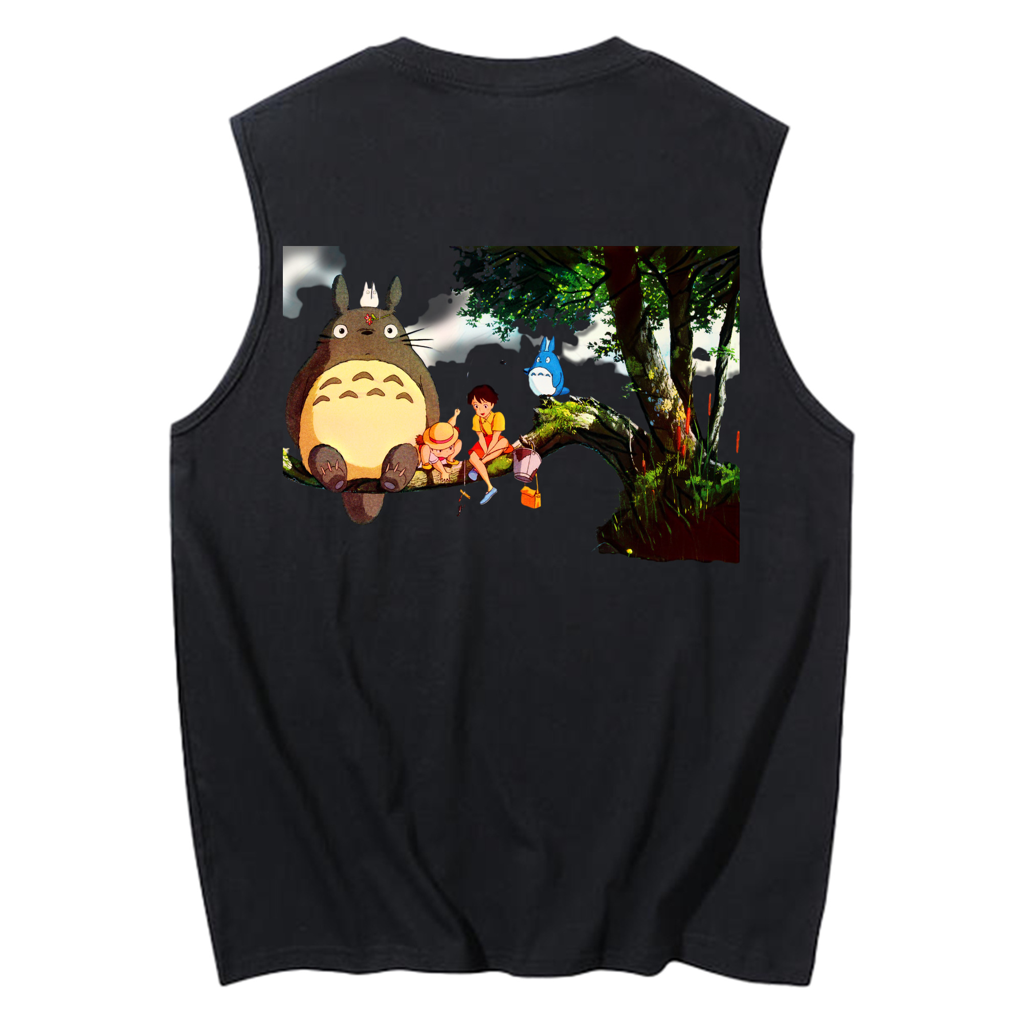 （画像用） となりのトトロ 草壁メイ 草壁サツキ My Neighbor Totoro Satsuki Kusakabe Mei Kusakabe コットン100％タンクトップ（背面プリント）