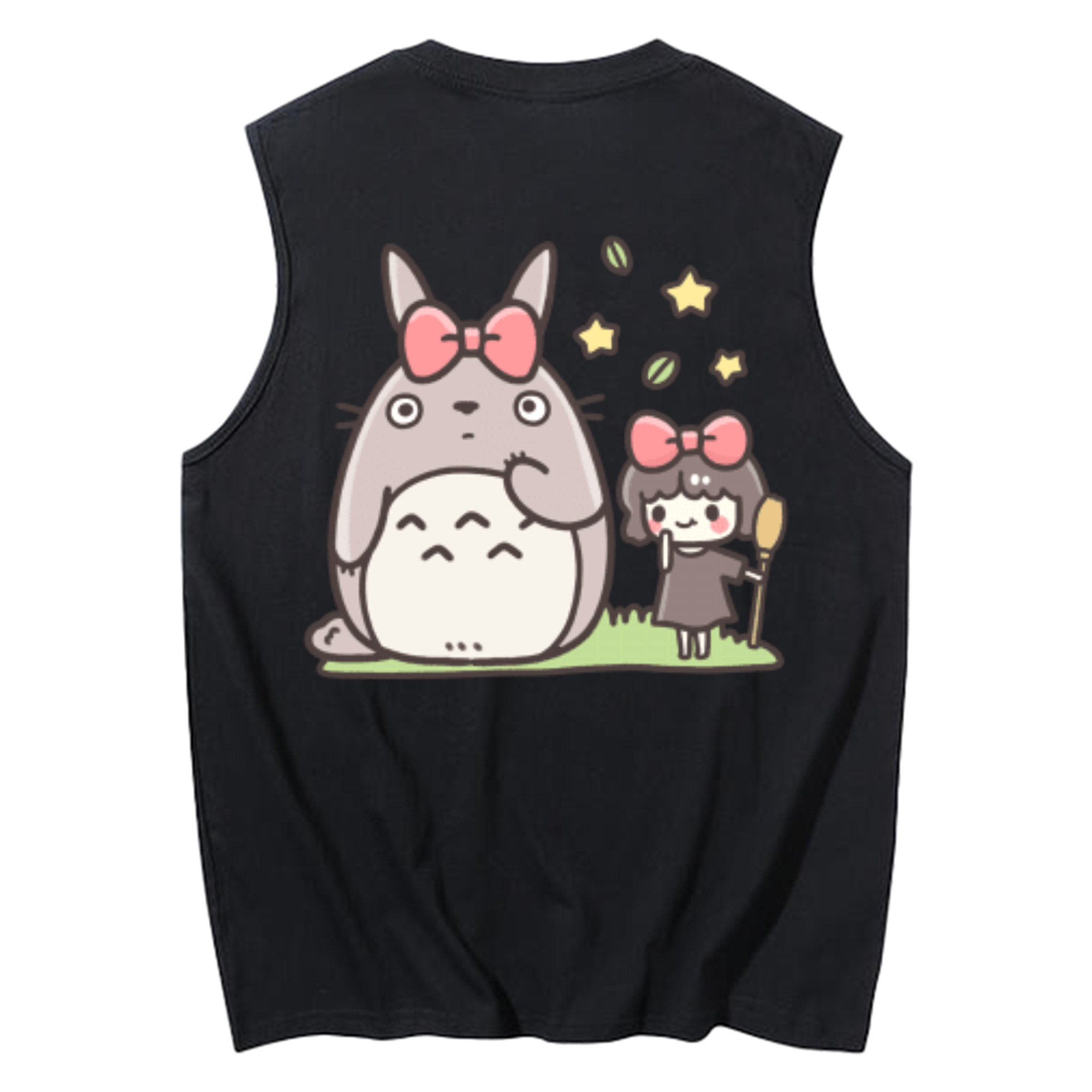 （画像用） となりのトトロ 草壁メイ 草壁サツキ My Neighbor Totoro Satsuki Kusakabe Mei Kusakabe コットン100％タンクトップ（背面プリント）