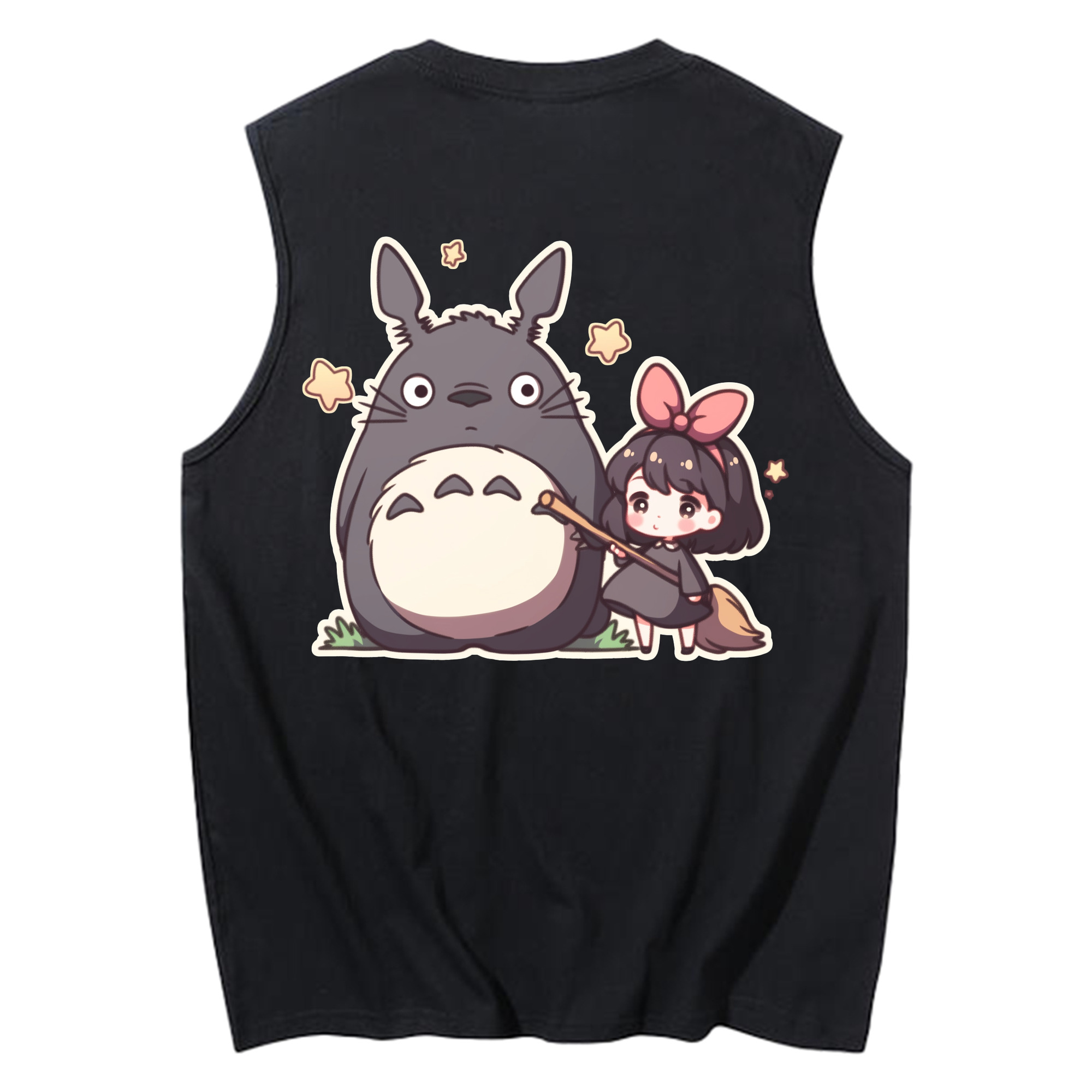 （画像用） となりのトトロ 草壁メイ 草壁サツキ My Neighbor Totoro Satsuki Kusakabe Mei Kusakabe コットン100％タンクトップ（背面プリント）
