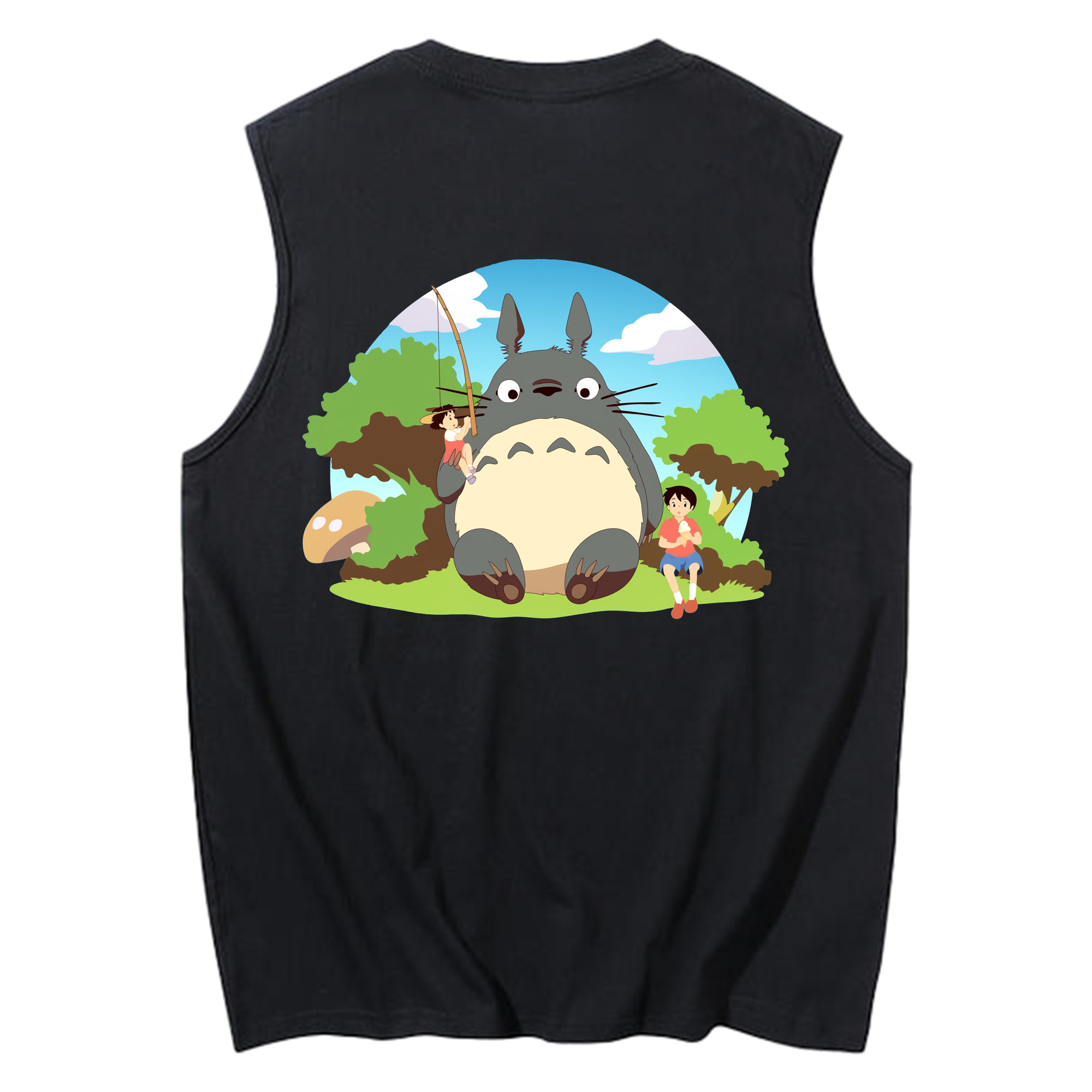 （画像用） となりのトトロ 草壁メイ 草壁サツキ My Neighbor Totoro Satsuki Kusakabe Mei Kusakabe コットン100％タンクトップ（背面プリント）