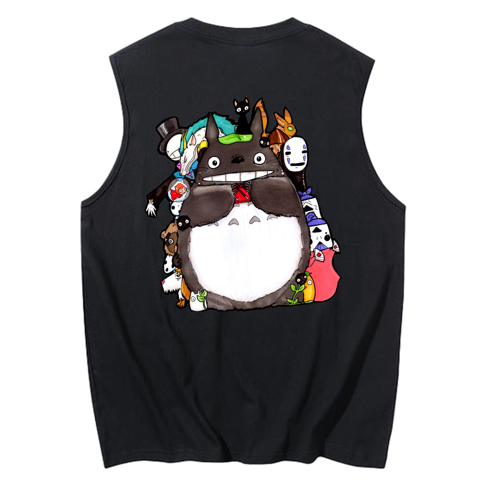 （画像用） となりのトトロ 草壁メイ 草壁サツキ My Neighbor Totoro Satsuki Kusakabe Mei Kusakabe コットン100％タンクトップ（背面プリント）