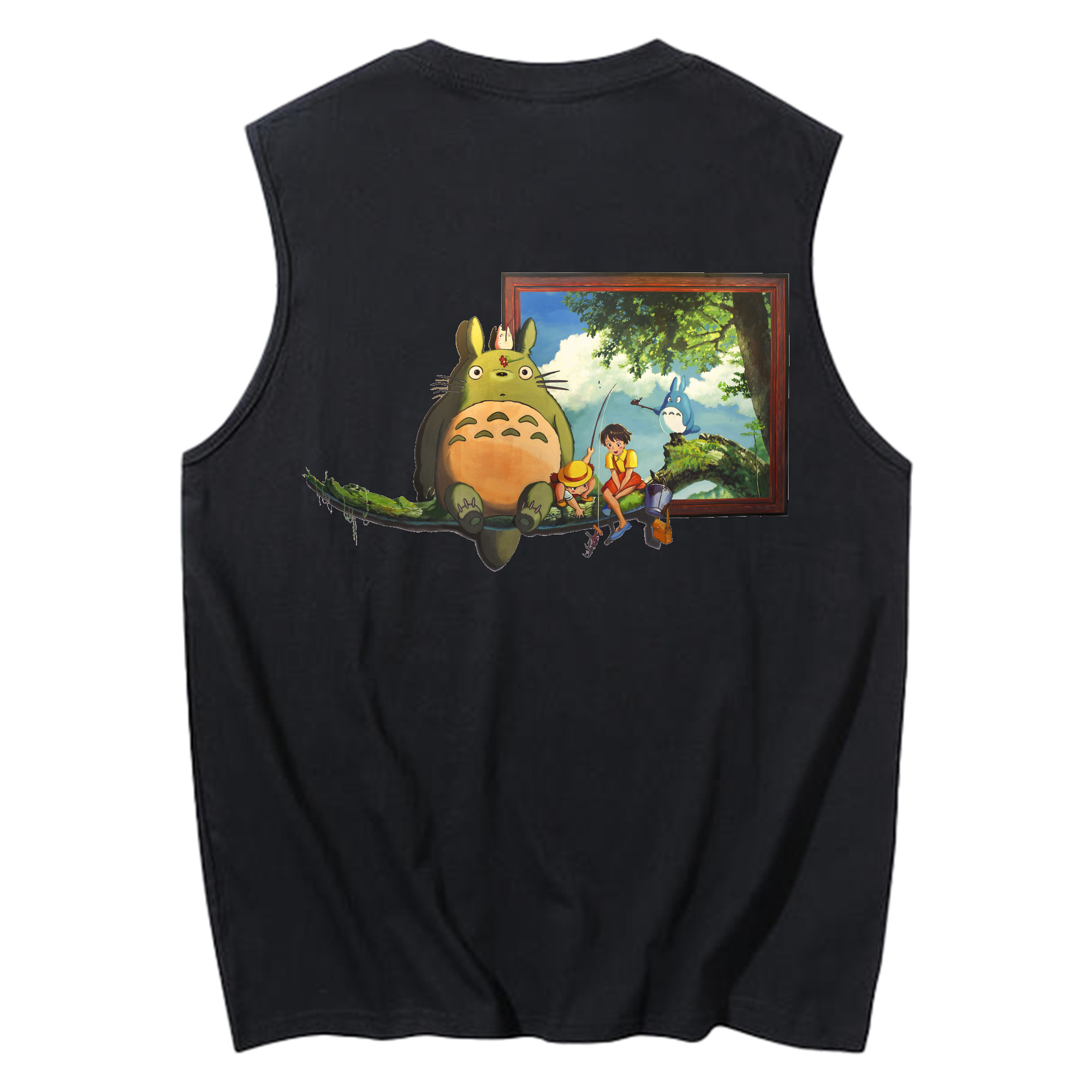 （画像用） となりのトトロ 草壁メイ 草壁サツキ My Neighbor Totoro Satsuki Kusakabe Mei Kusakabe コットン100％タンクトップ（背面プリント）