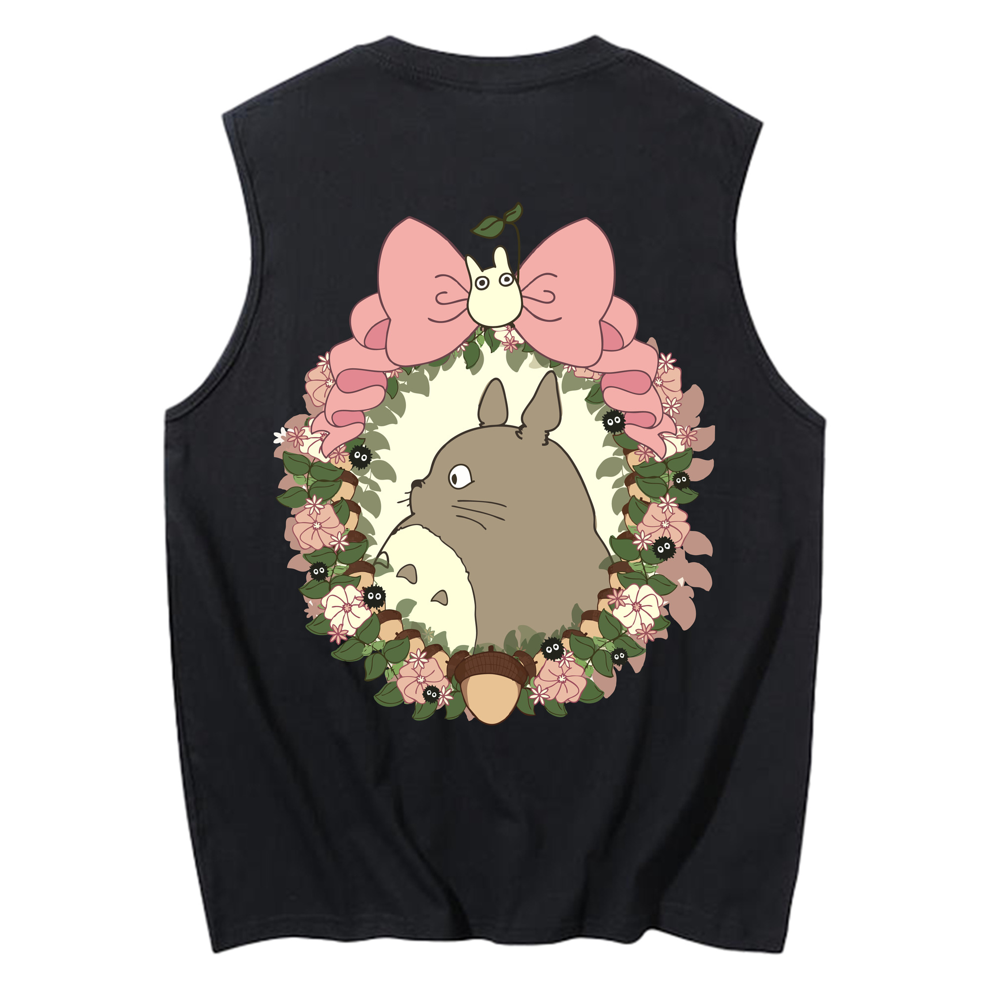 （画像用） となりのトトロ 草壁メイ 草壁サツキ My Neighbor Totoro Satsuki Kusakabe Mei Kusakabe コットン100％タンクトップ（背面プリント）