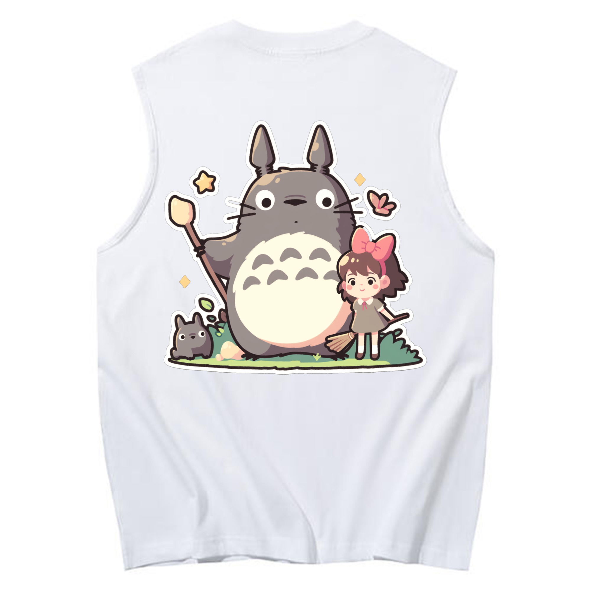（画像用） となりのトトロ 草壁メイ 草壁サツキ My Neighbor Totoro Satsuki Kusakabe Mei Kusakabe コットン100％タンクトップ（背面プリント）