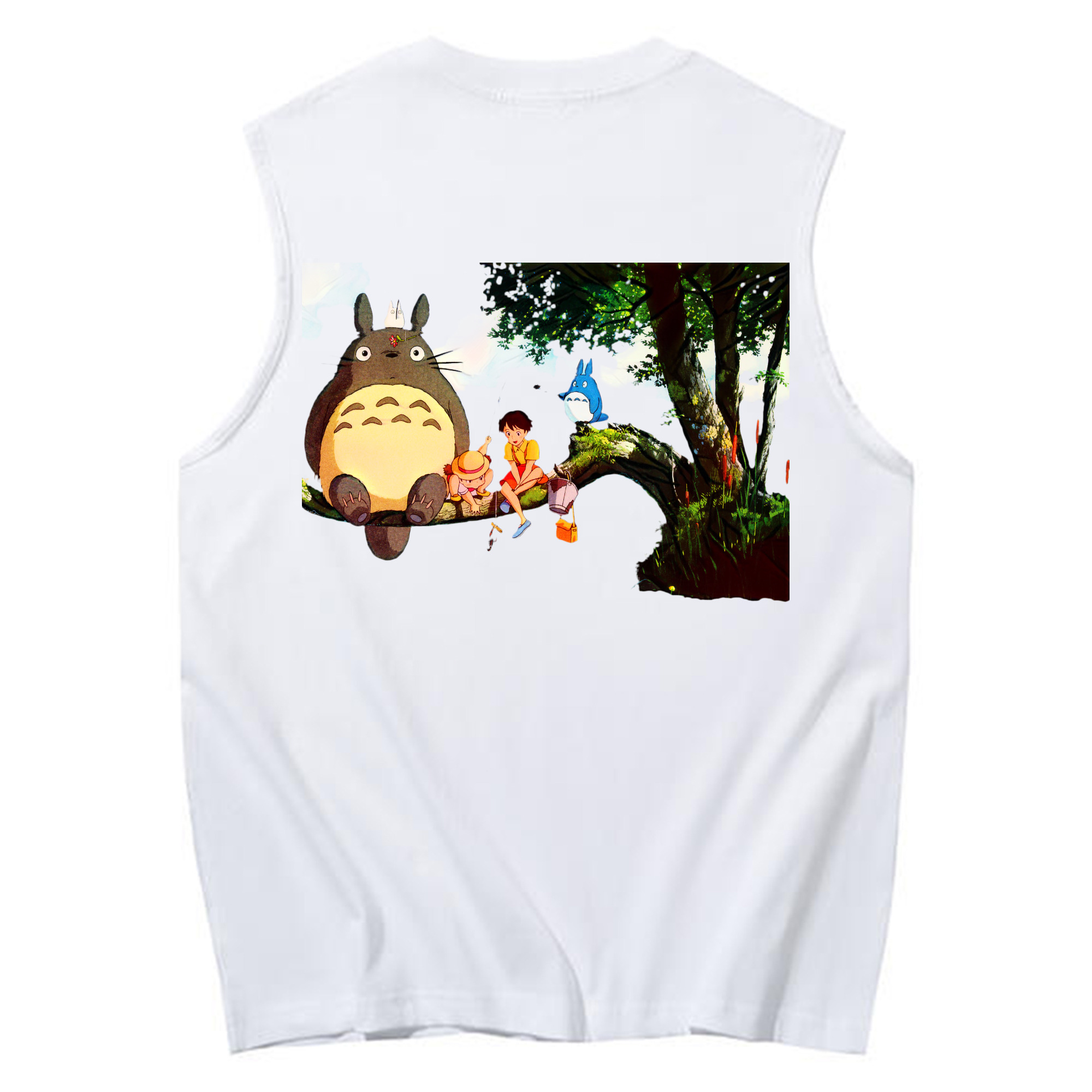 （画像用） となりのトトロ 草壁メイ 草壁サツキ My Neighbor Totoro Satsuki Kusakabe Mei Kusakabe コットン100％タンクトップ（背面プリント）