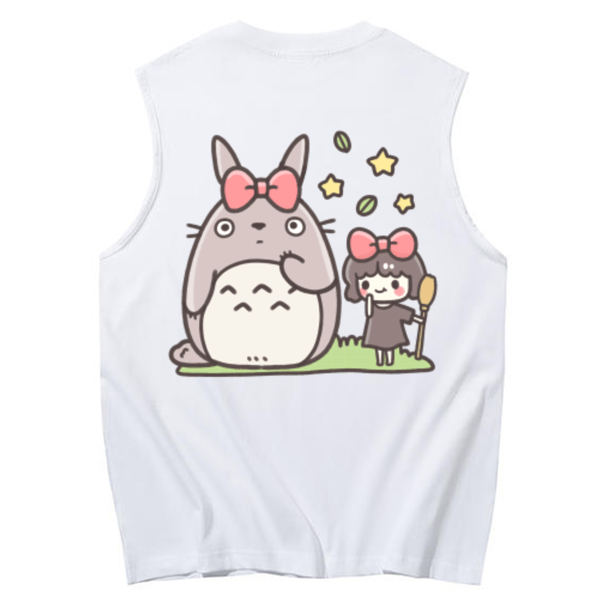 （画像用） となりのトトロ 草壁メイ 草壁サツキ My Neighbor Totoro Satsuki Kusakabe Mei Kusakabe コットン100％タンクトップ（背面プリント）