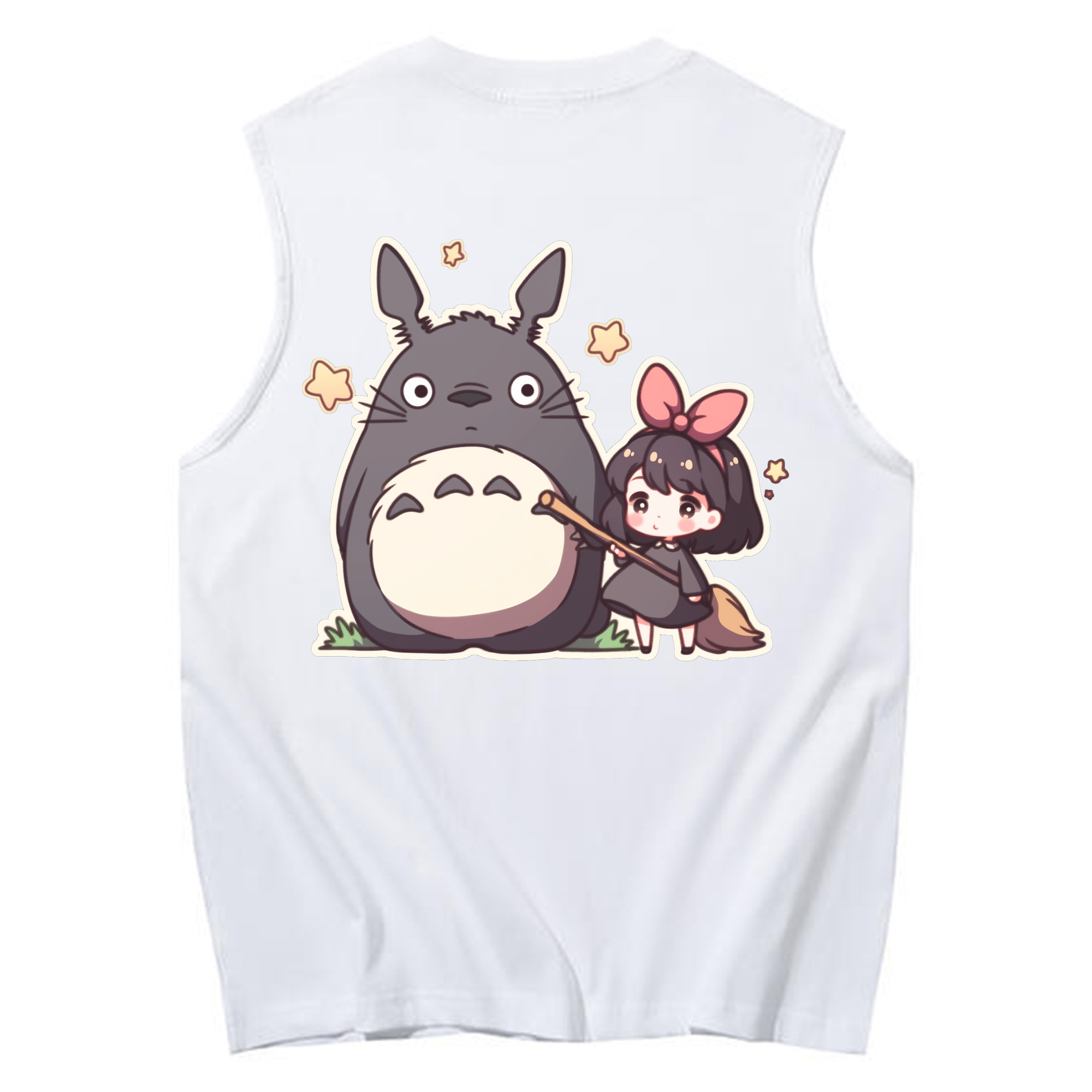 （画像用） となりのトトロ 草壁メイ 草壁サツキ My Neighbor Totoro Satsuki Kusakabe Mei Kusakabe コットン100％タンクトップ（背面プリント）