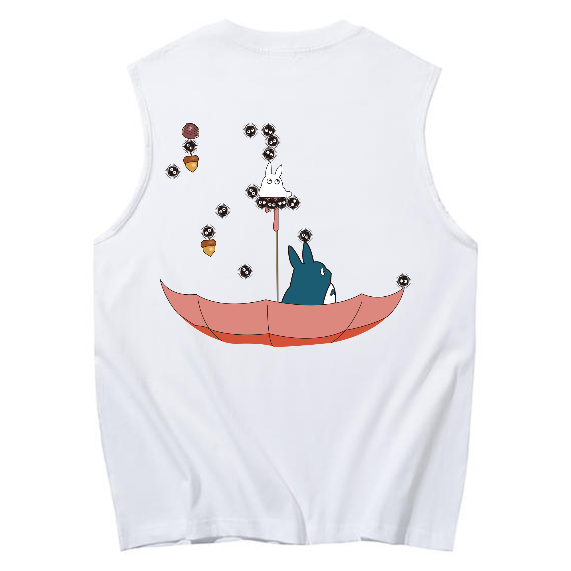 （画像用） となりのトトロ 草壁メイ 草壁サツキ My Neighbor Totoro Satsuki Kusakabe Mei Kusakabe コットン100％タンクトップ（背面プリント）