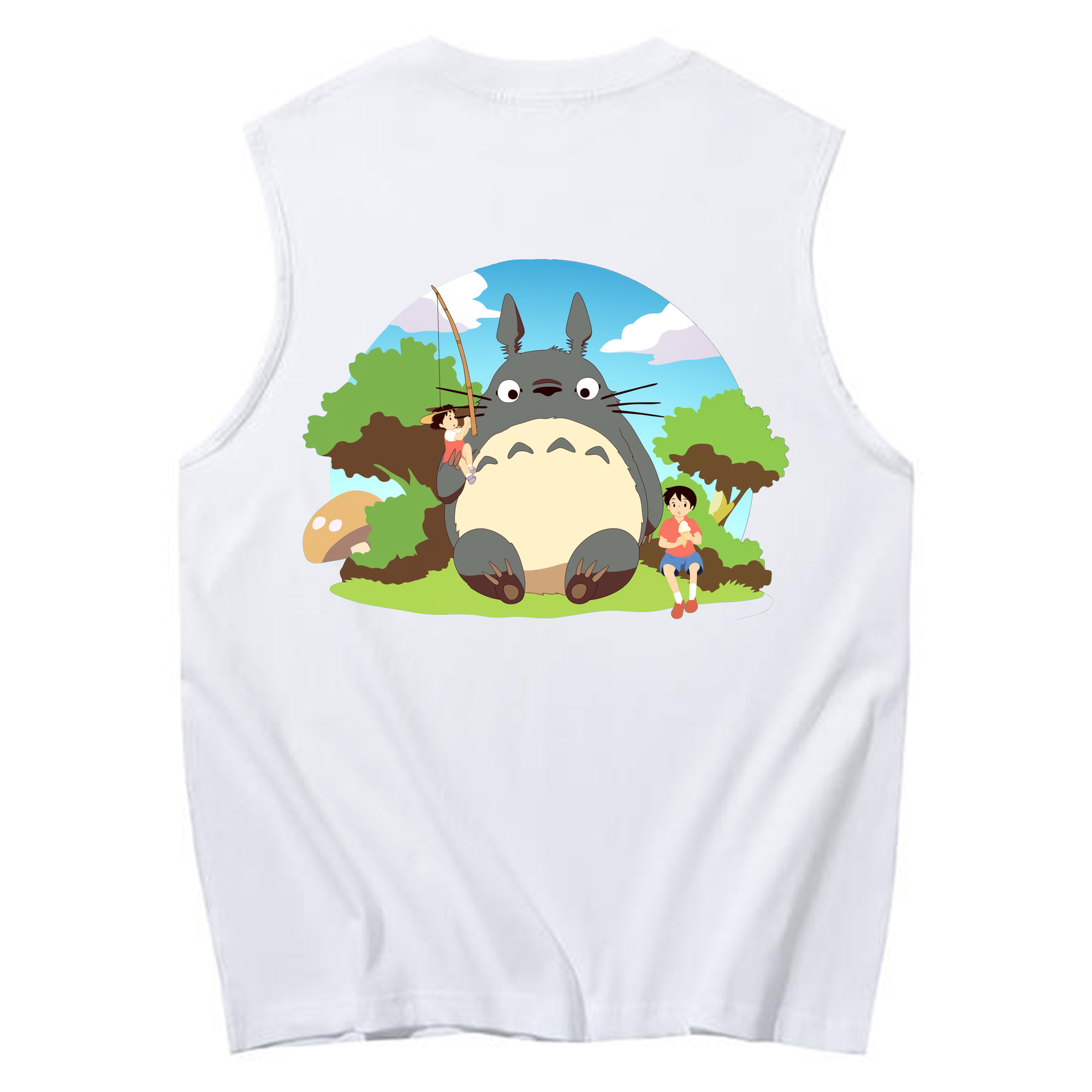 （画像用） となりのトトロ 草壁メイ 草壁サツキ My Neighbor Totoro Satsuki Kusakabe Mei Kusakabe コットン100％タンクトップ（背面プリント）