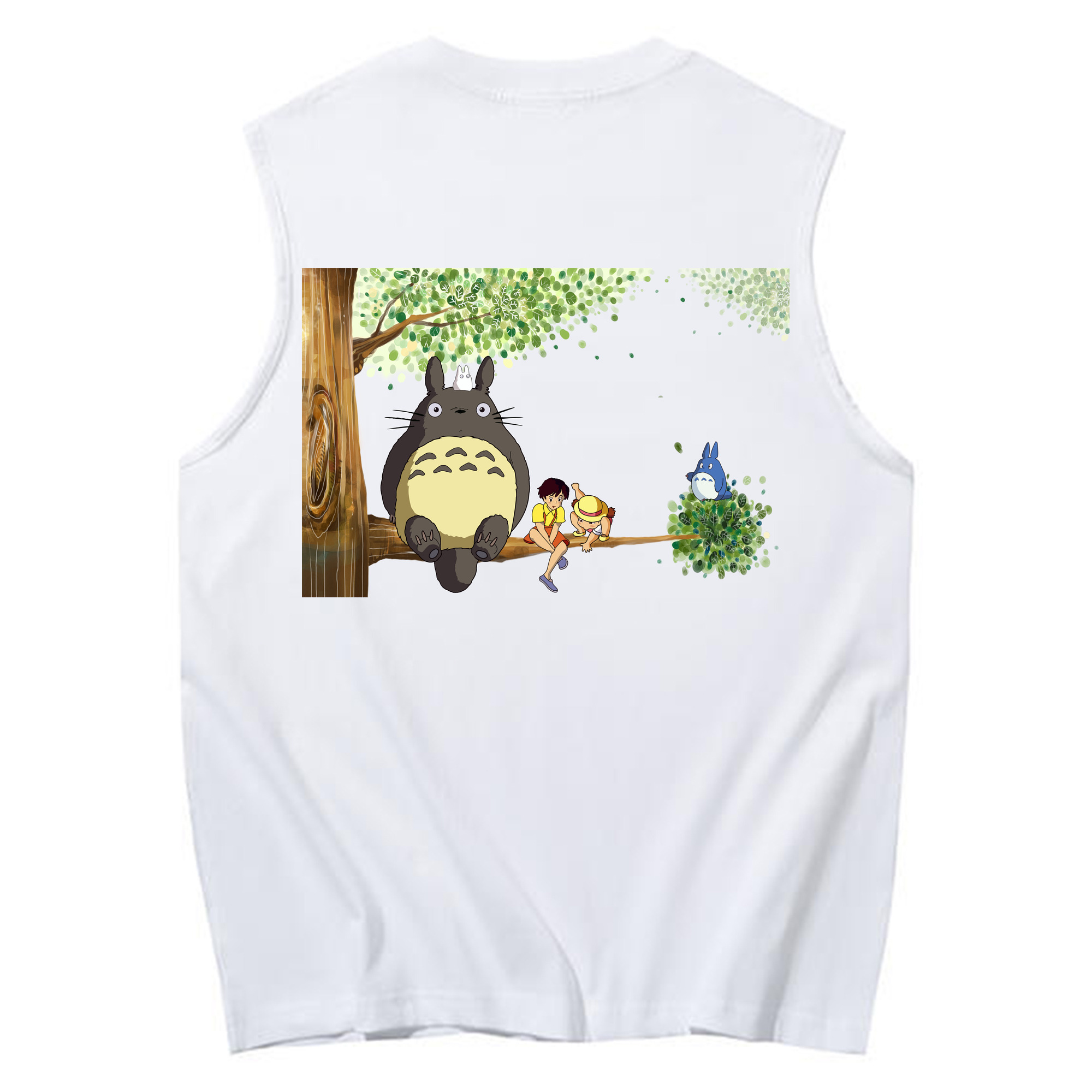 （画像用） となりのトトロ 草壁メイ 草壁サツキ My Neighbor Totoro Satsuki Kusakabe Mei Kusakabe コットン100％タンクトップ（背面プリント）