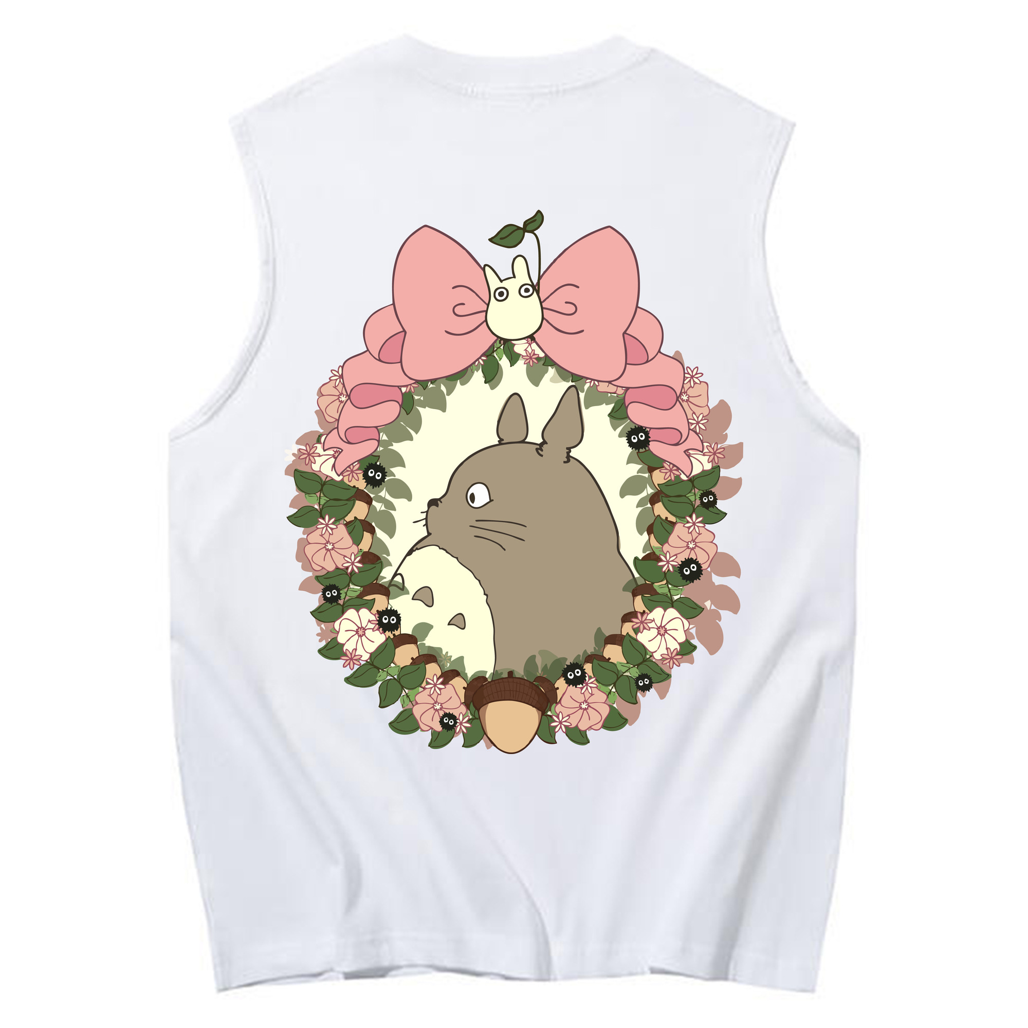 （画像用） となりのトトロ 草壁メイ 草壁サツキ My Neighbor Totoro Satsuki Kusakabe Mei Kusakabe コットン100％タンクトップ（背面プリント）
