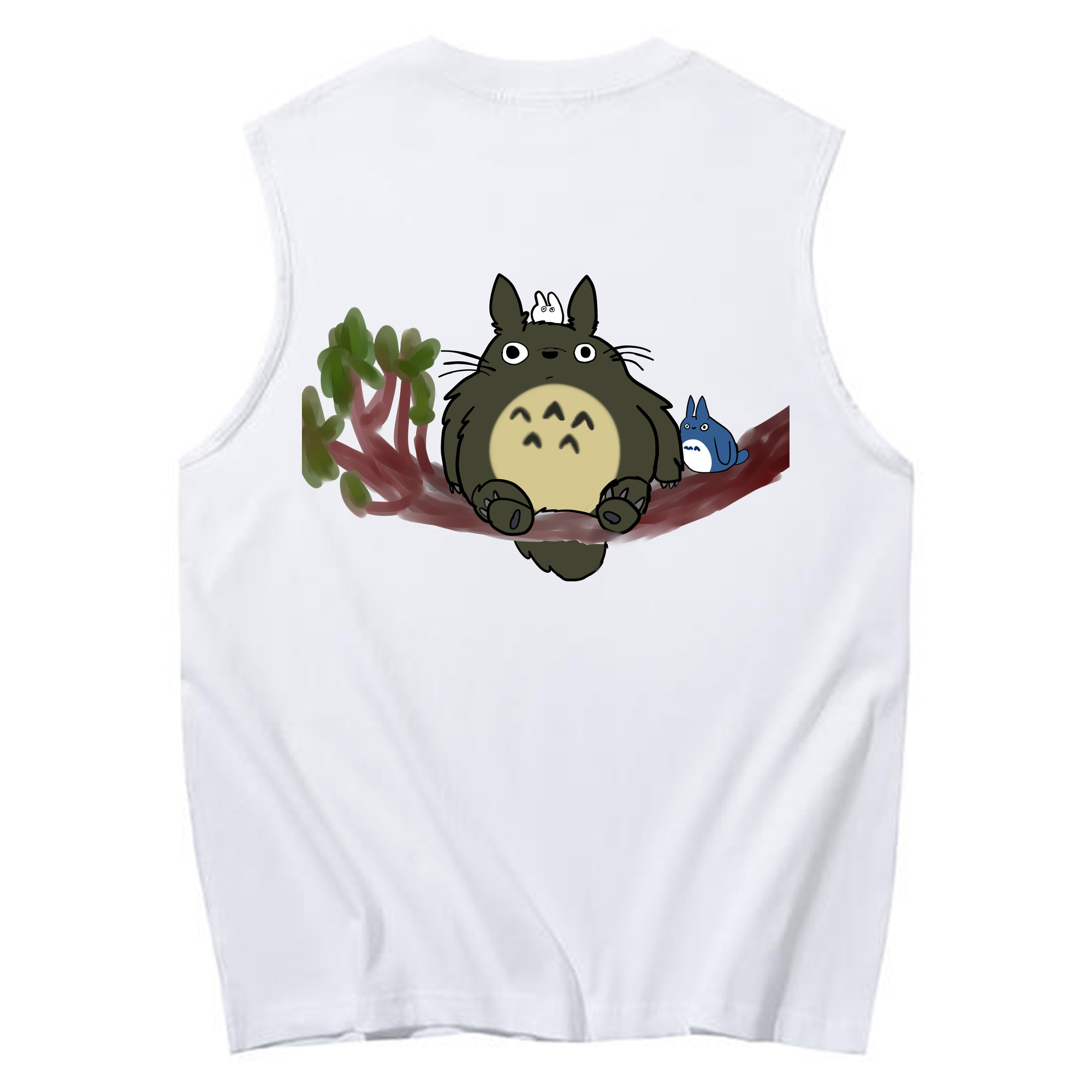 （画像用） となりのトトロ 草壁メイ 草壁サツキ My Neighbor Totoro Satsuki Kusakabe Mei Kusakabe コットン100％タンクトップ（背面プリント）