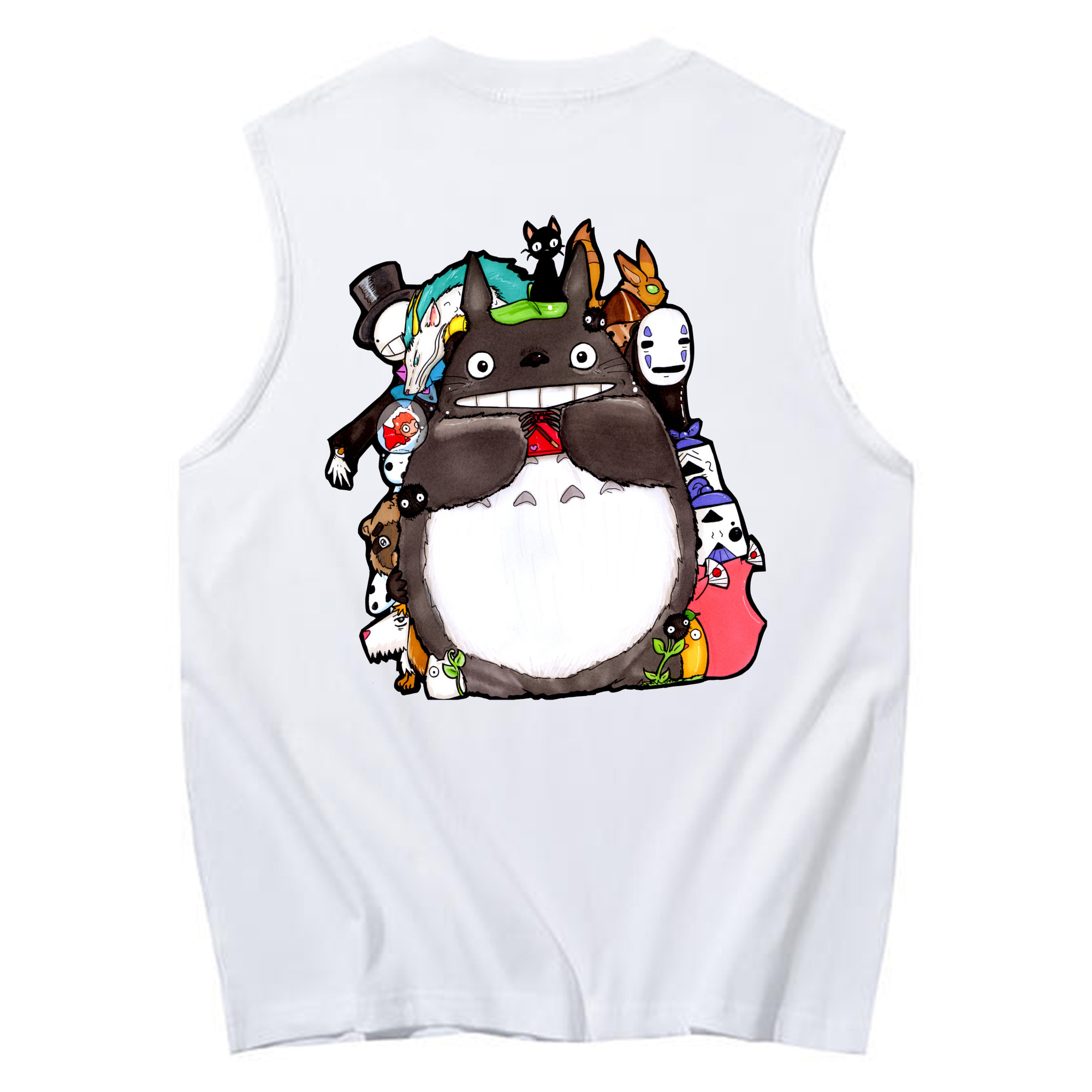 （画像用） となりのトトロ 草壁メイ 草壁サツキ My Neighbor Totoro Satsuki Kusakabe Mei Kusakabe コットン100％タンクトップ（背面プリント）