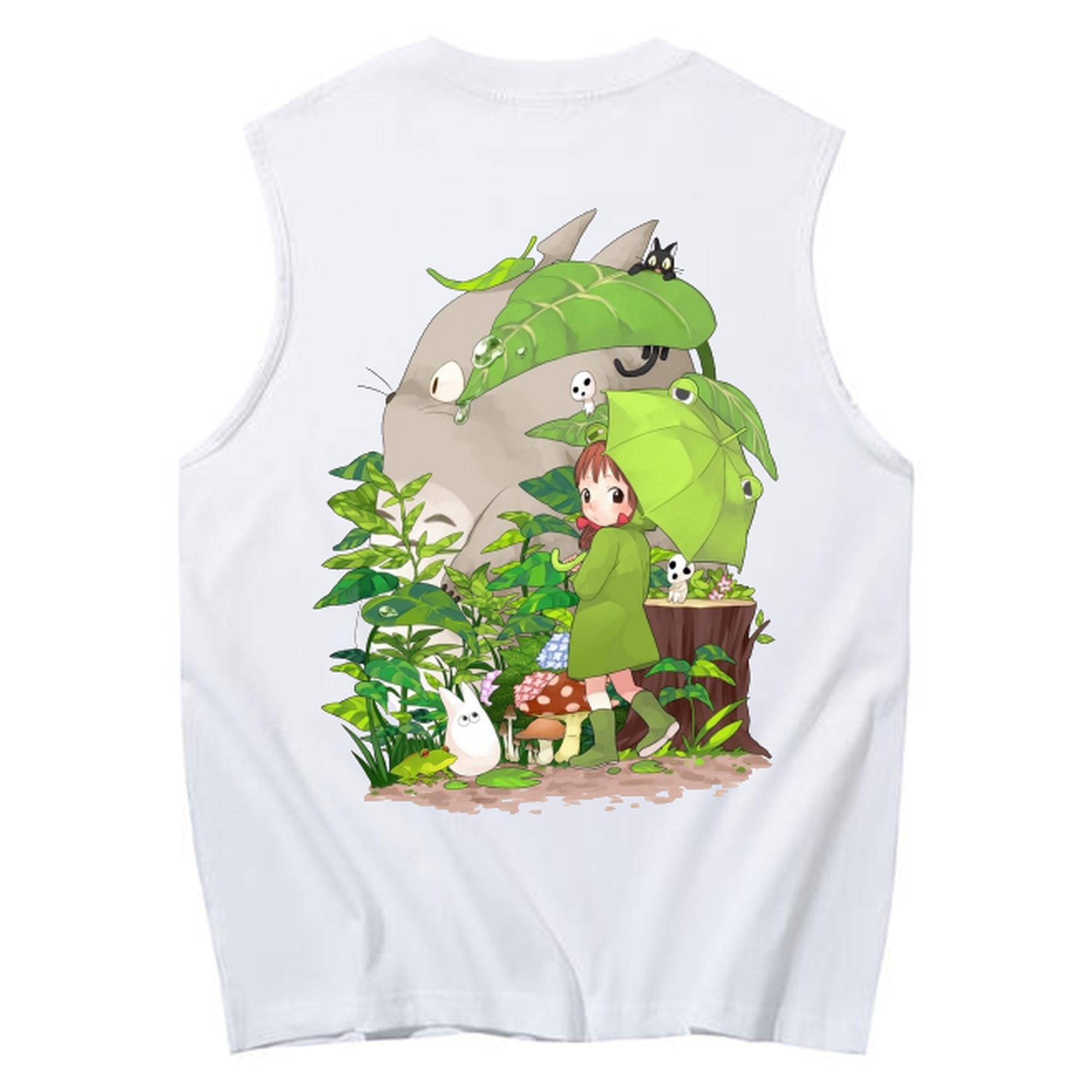 （画像用） となりのトトロ 草壁メイ 草壁サツキ My Neighbor Totoro Satsuki Kusakabe Mei Kusakabe コットン100％タンクトップ（背面プリント）