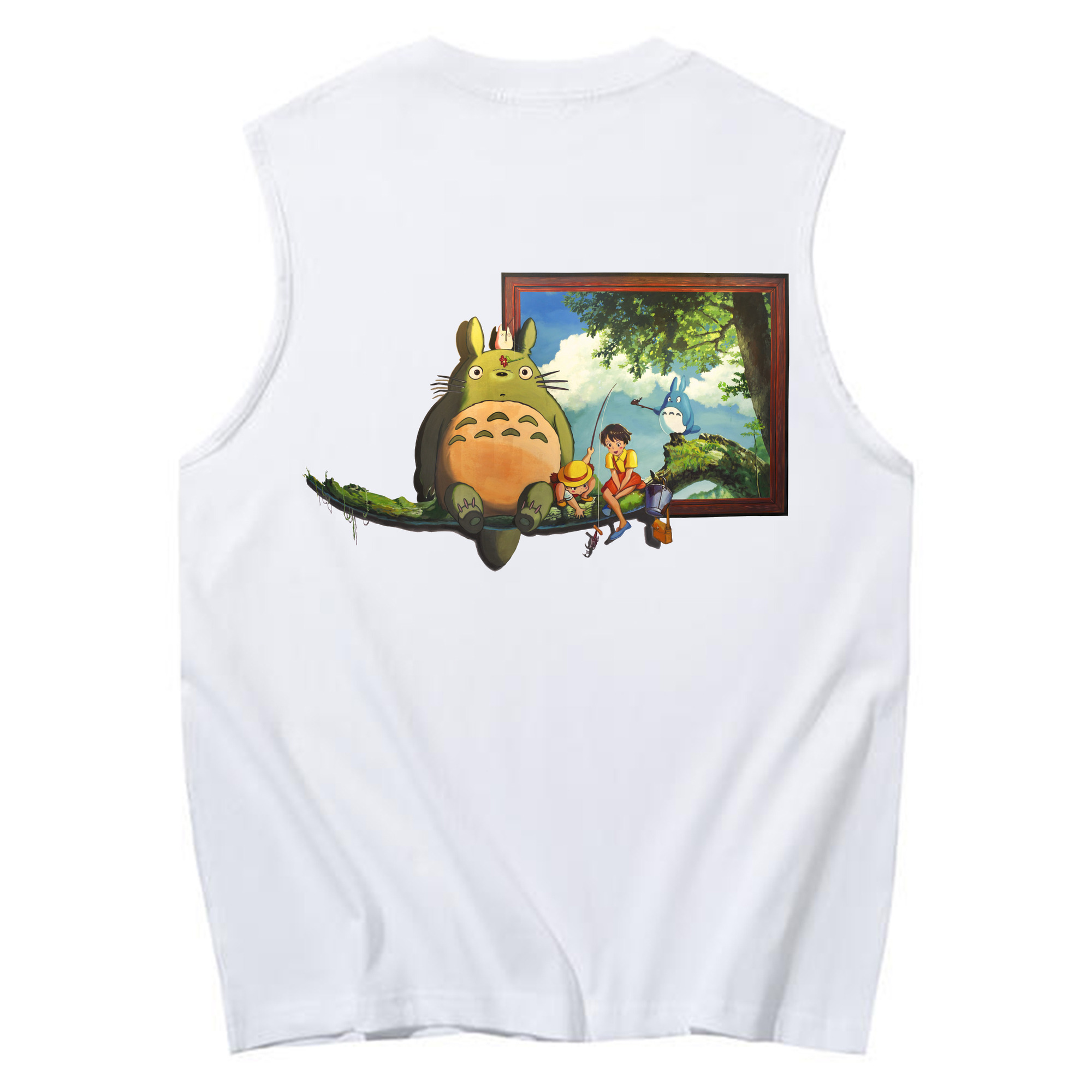 （画像用） となりのトトロ 草壁メイ 草壁サツキ My Neighbor Totoro Satsuki Kusakabe Mei Kusakabe コットン100％タンクトップ（背面プリント）
