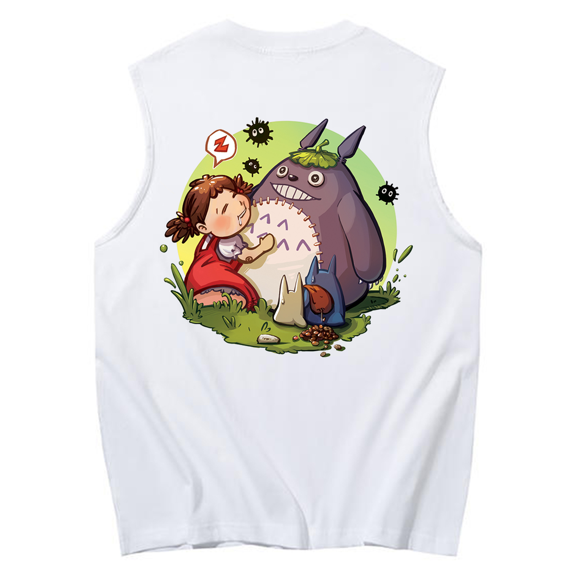 （画像用） となりのトトロ 草壁メイ 草壁サツキ My Neighbor Totoro Satsuki Kusakabe Mei Kusakabe コットン100％タンクトップ（背面プリント）