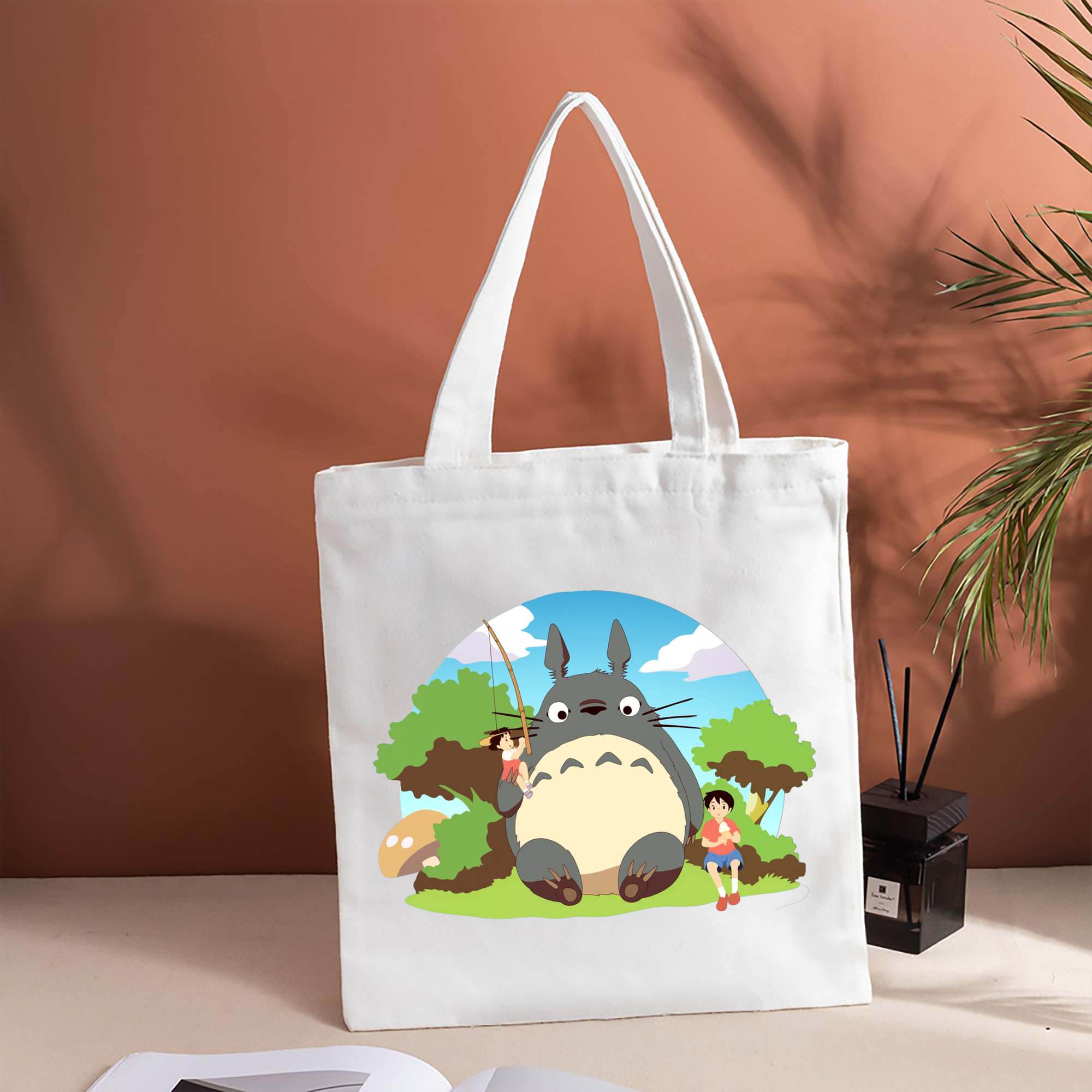となりのトトロ 草壁メイ 草壁サツキ My Neighbor Totoro Satsuki Kusakabe Mei Kusakabe 縦型キャンバス生地手提げバッグ　トートバッグ