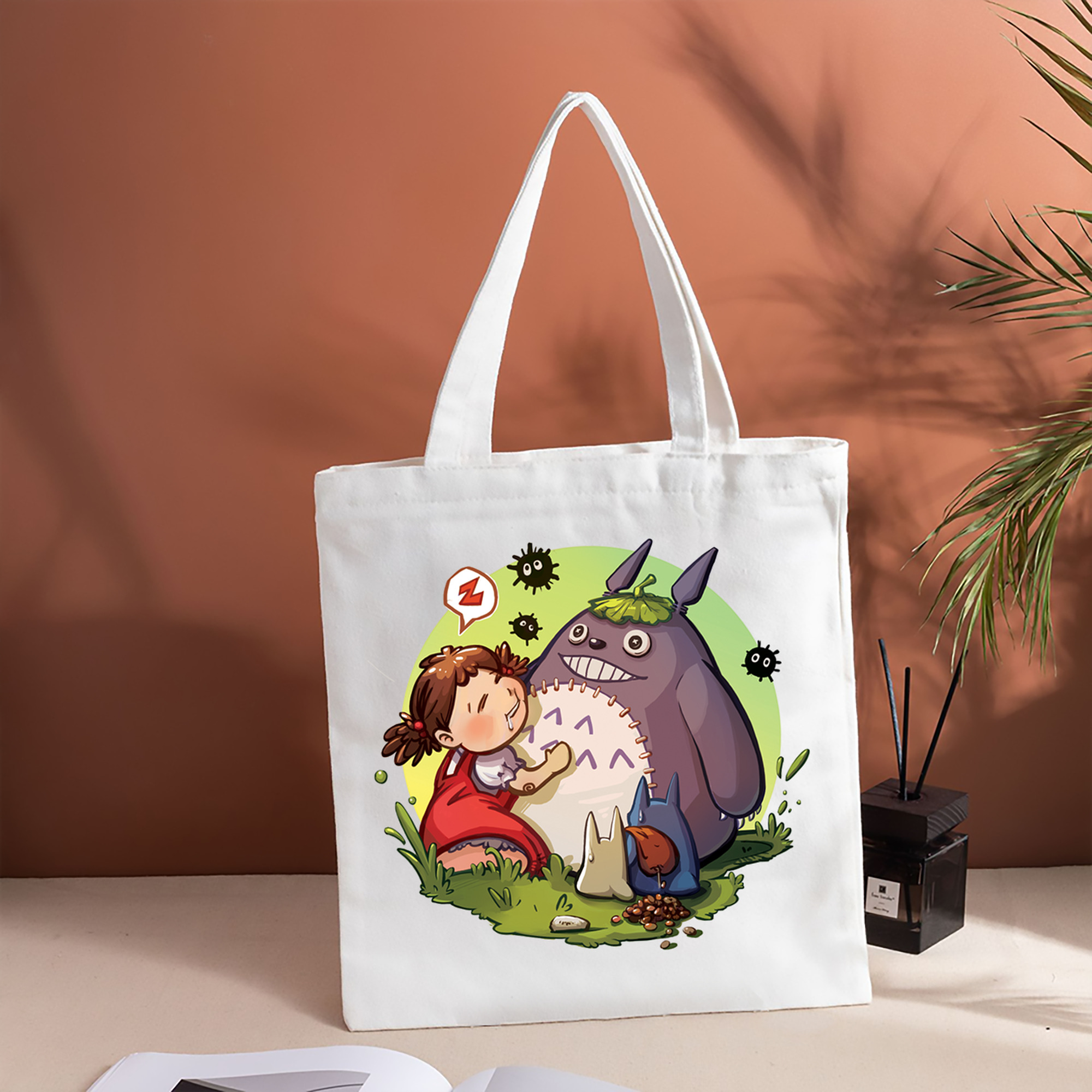 となりのトトロ 草壁メイ 草壁サツキ My Neighbor Totoro Satsuki Kusakabe Mei Kusakabe 縦型キャンバス生地手提げバッグ　トートバッグ