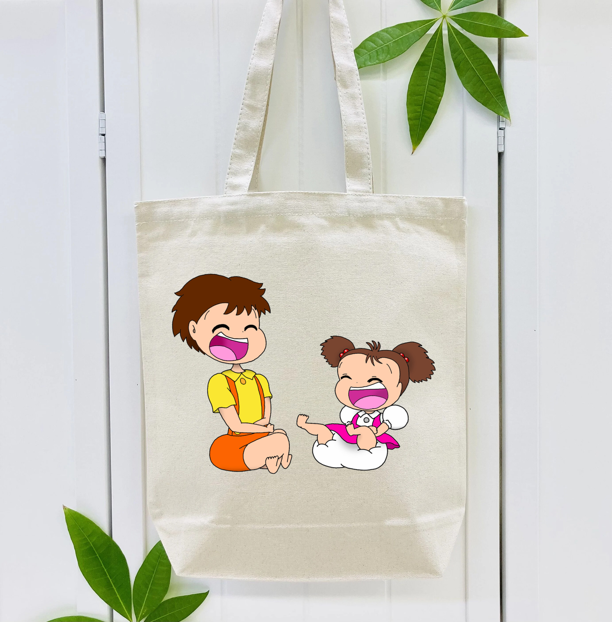 となりのトトロ 草壁メイ 草壁サツキ My Neighbor Totoro Satsuki Kusakabe Mei Kusakabe 縦型キャンバス生地手提げバッグ　トートバッグ