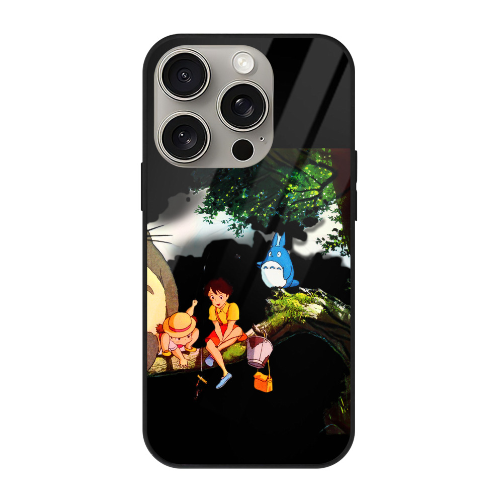 となりのトトロ 草壁メイ 草壁サツキ My Neighbor Totoro Satsuki Kusakabe Mei Kusakabe 【iPhone15Pro対応】スマホケース 耐衝撃＆黄変防止 背面ガラス