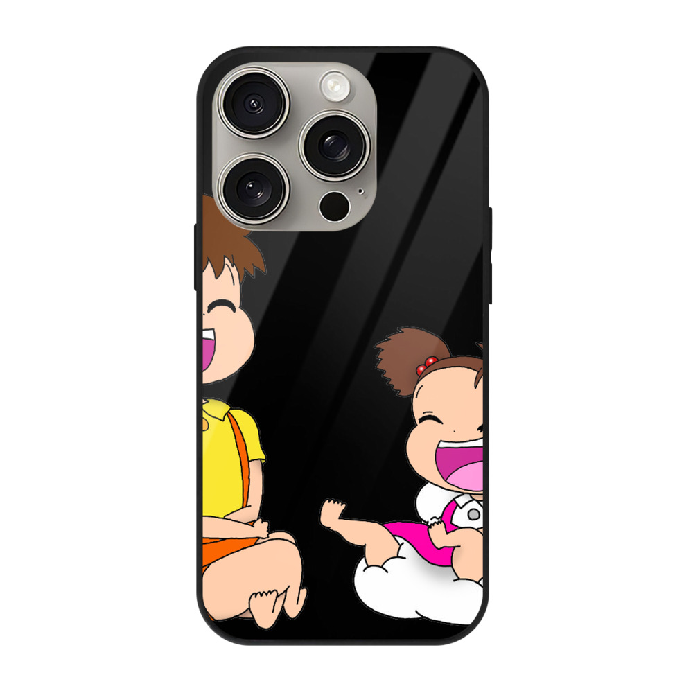 となりのトトロ 草壁メイ 草壁サツキ My Neighbor Totoro Satsuki Kusakabe Mei Kusakabe 【iPhone15Pro対応】スマホケース 耐衝撃＆黄変防止 背面ガラス