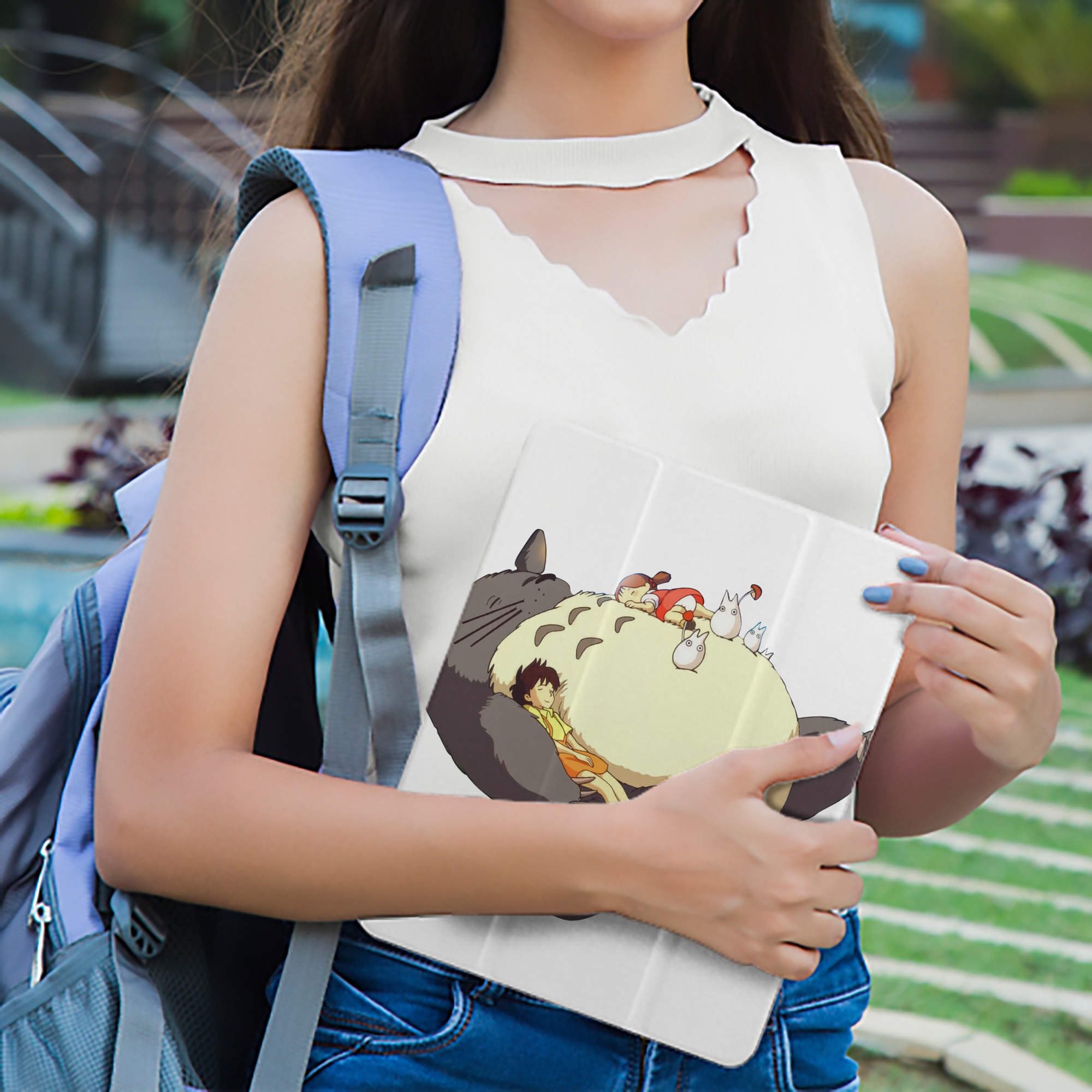 となりのトトロ 草壁メイ 草壁サツキ My Neighbor Totoro Satsuki Kusakabe Mei Kusakabe IPad ケース ペン収納付き 三つ折りスタンド PUレザー×シリコン 対応機種9.5/10.5/10.9インチ