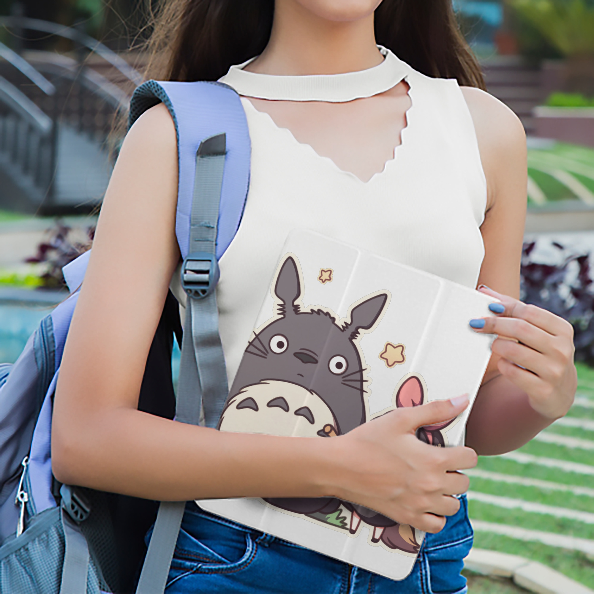 となりのトトロ 草壁メイ 草壁サツキ My Neighbor Totoro Satsuki Kusakabe Mei Kusakabe IPad ケース ペン収納付き 三つ折りスタンド PUレザー×シリコン 対応機種9.5/10.5/10.9インチ