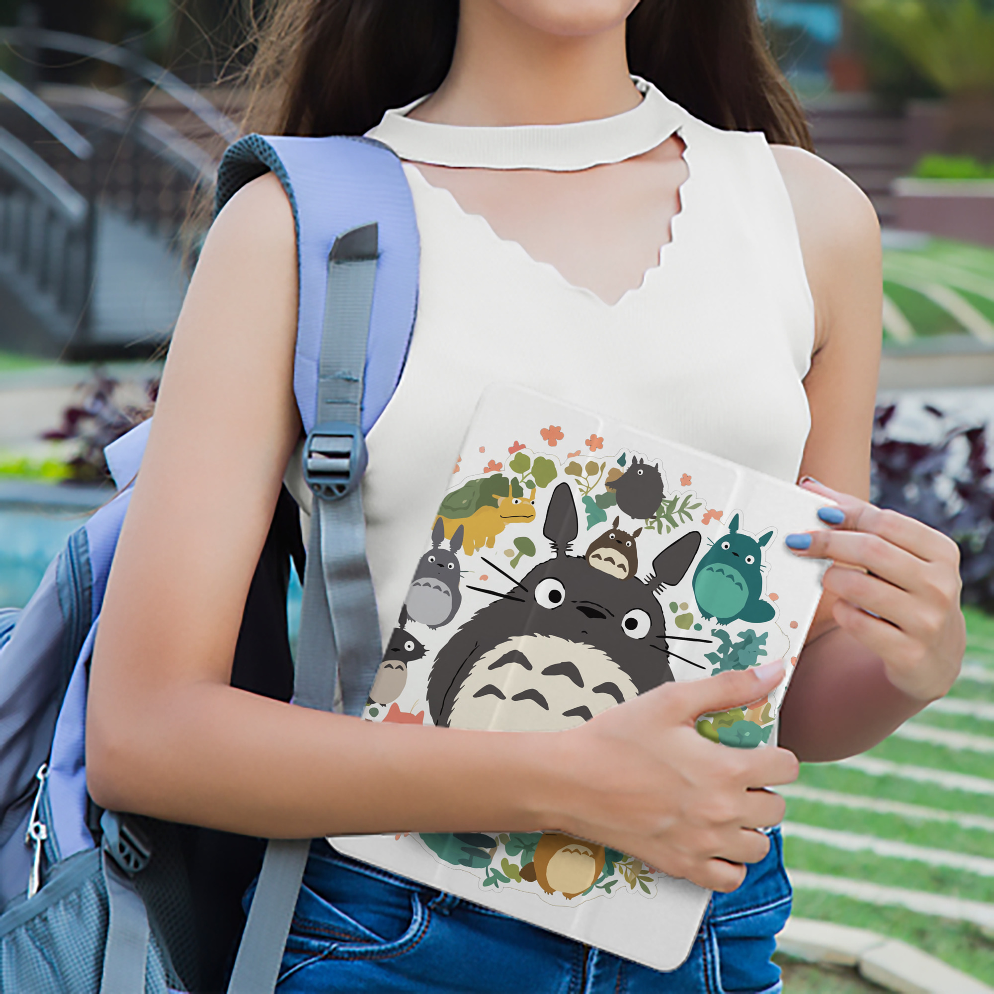 となりのトトロ 草壁メイ 草壁サツキ My Neighbor Totoro Satsuki Kusakabe Mei Kusakabe IPad ケース ペン収納付き 三つ折りスタンド PUレザー×シリコン 対応機種9.5/10.5/10.9インチ