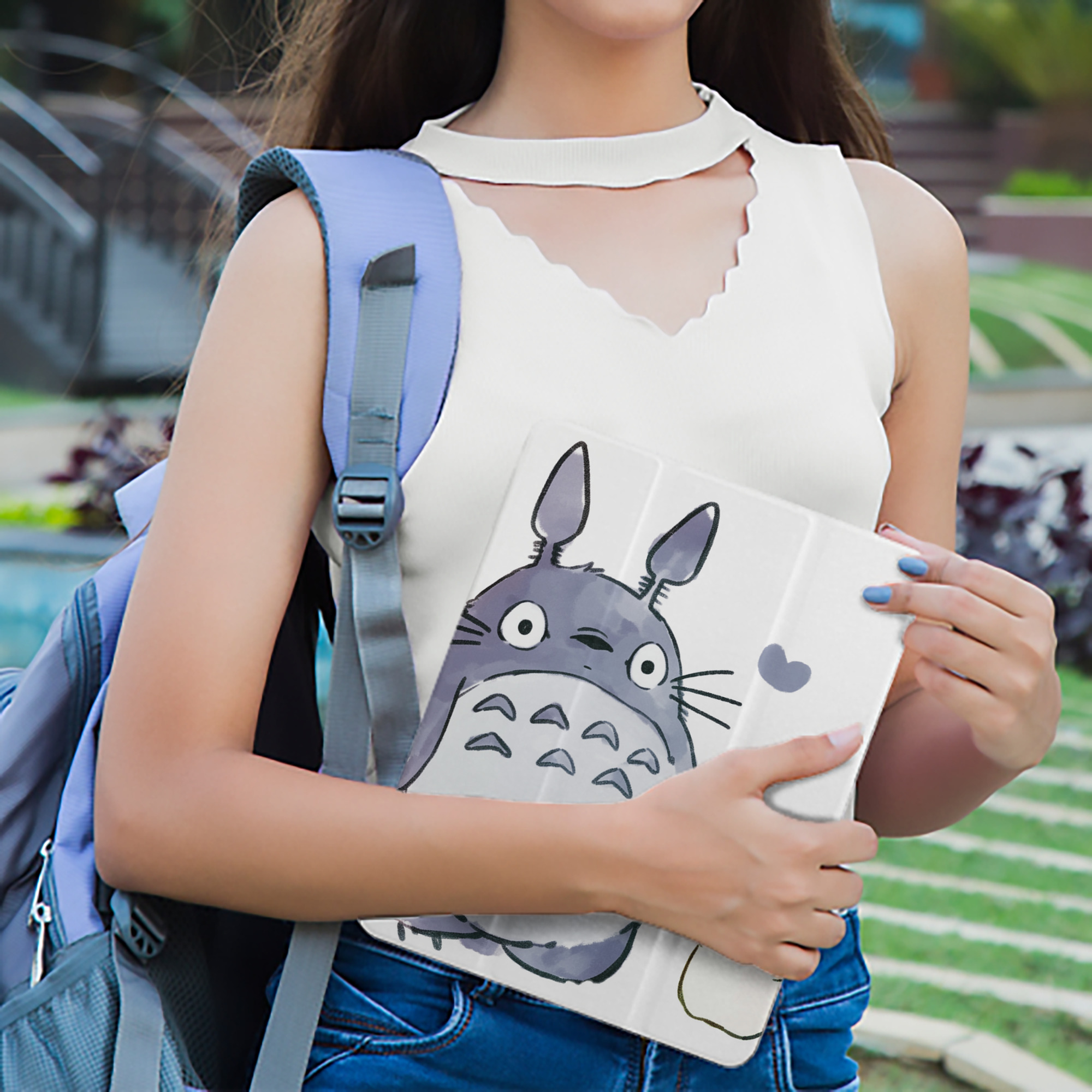 となりのトトロ 草壁メイ 草壁サツキ My Neighbor Totoro Satsuki Kusakabe Mei Kusakabe IPad ケース ペン収納付き 三つ折りスタンド PUレザー×シリコン 対応機種9.5/10.5/10.9インチ