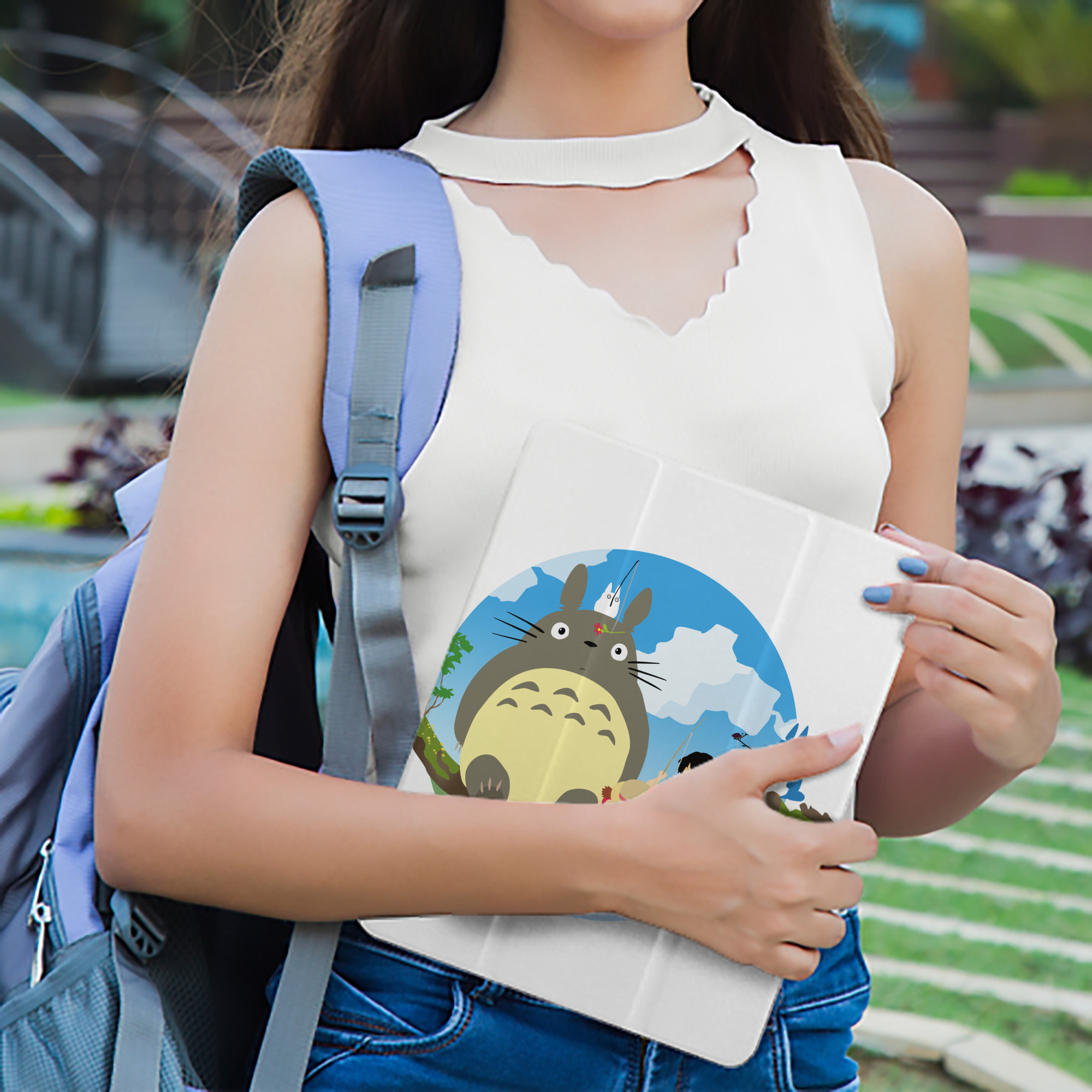 となりのトトロ 草壁メイ 草壁サツキ My Neighbor Totoro Satsuki Kusakabe Mei Kusakabe IPad ケース ペン収納付き 三つ折りスタンド PUレザー×シリコン 対応機種9.5/10.5/10.9インチ
