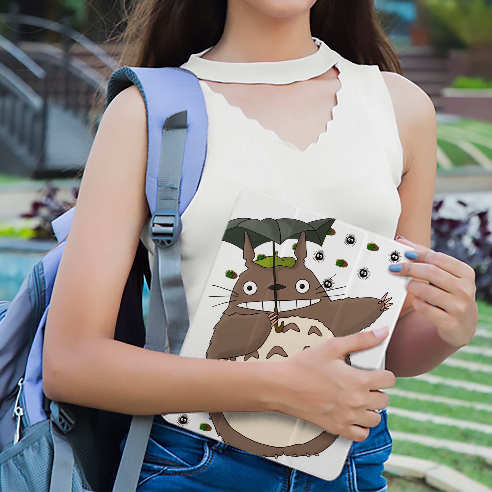 となりのトトロ 草壁メイ 草壁サツキ My Neighbor Totoro Satsuki Kusakabe Mei Kusakabe IPad ケース ペン収納付き 三つ折りスタンド PUレザー×シリコン 対応機種9.5/10.5/10.9インチ